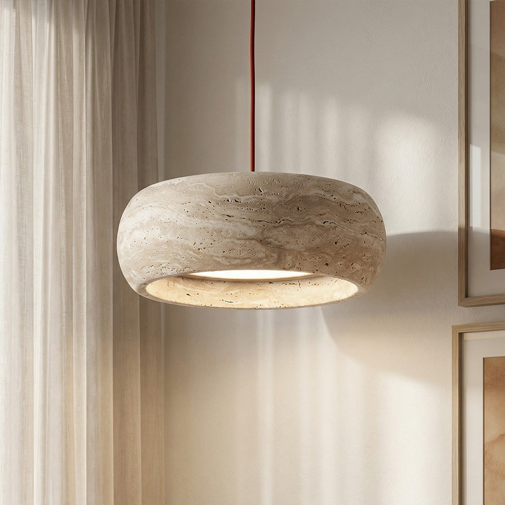 Lumen Kairi | Circular Pendant Light with Adjustable Height & Natural Stone Design | Modern Kitchen Pendant Lighting for Ambient Glow 10