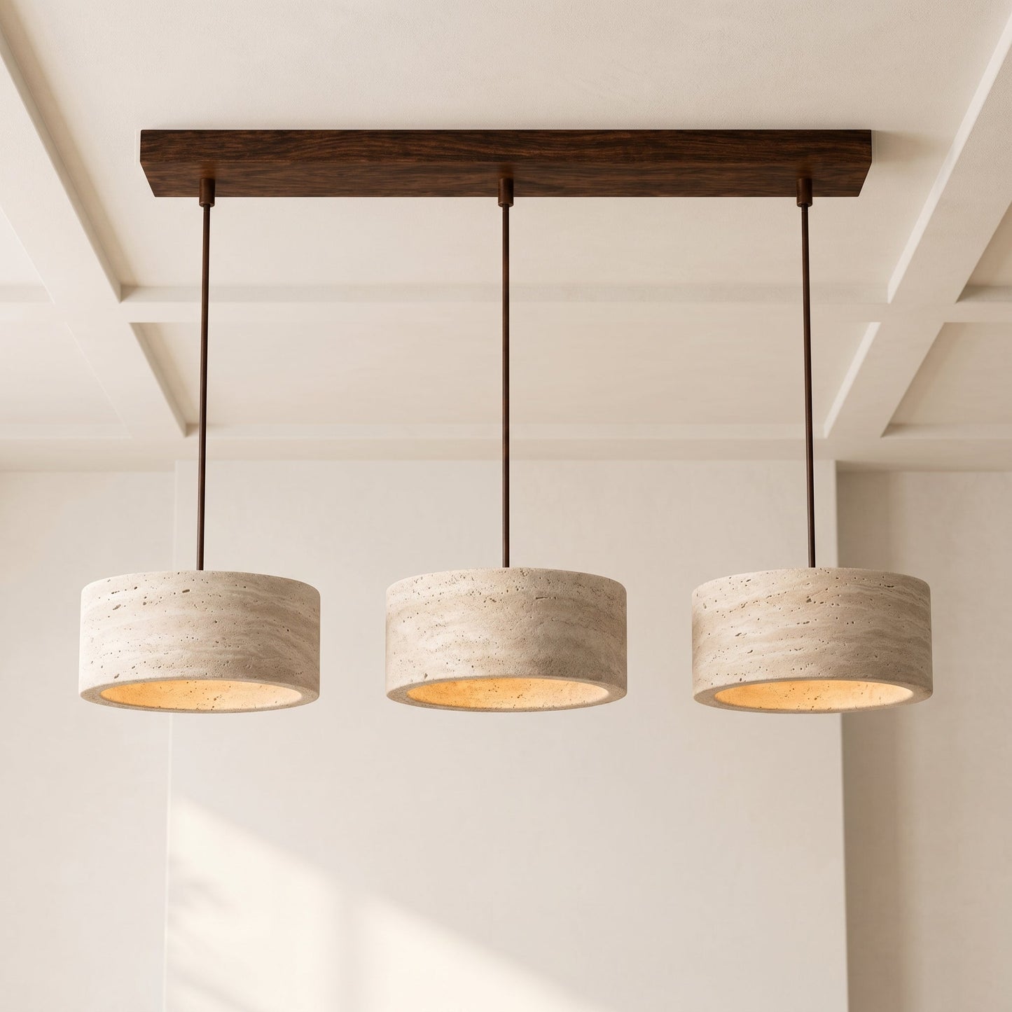 Lumen Kairi | Circular Pendant Light with Adjustable Height & Natural Stone Design | Modern Kitchen Pendant Lighting for Ambient Glow 2