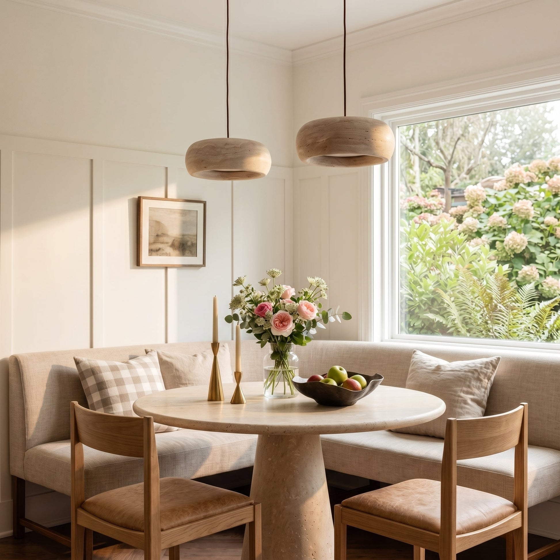 Lumen Kairi | Circular Pendant Light with Adjustable Height & Natural Stone Design | Modern Kitchen Pendant Lighting for Ambient Glow 3