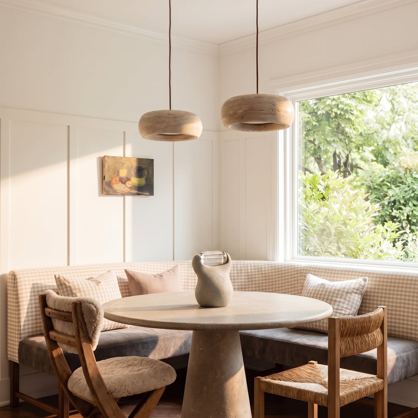 Lumen Kairi | Circular Pendant Light with Adjustable Height & Natural Stone Design | Modern Kitchen Pendant Lighting for Ambient Glow 5