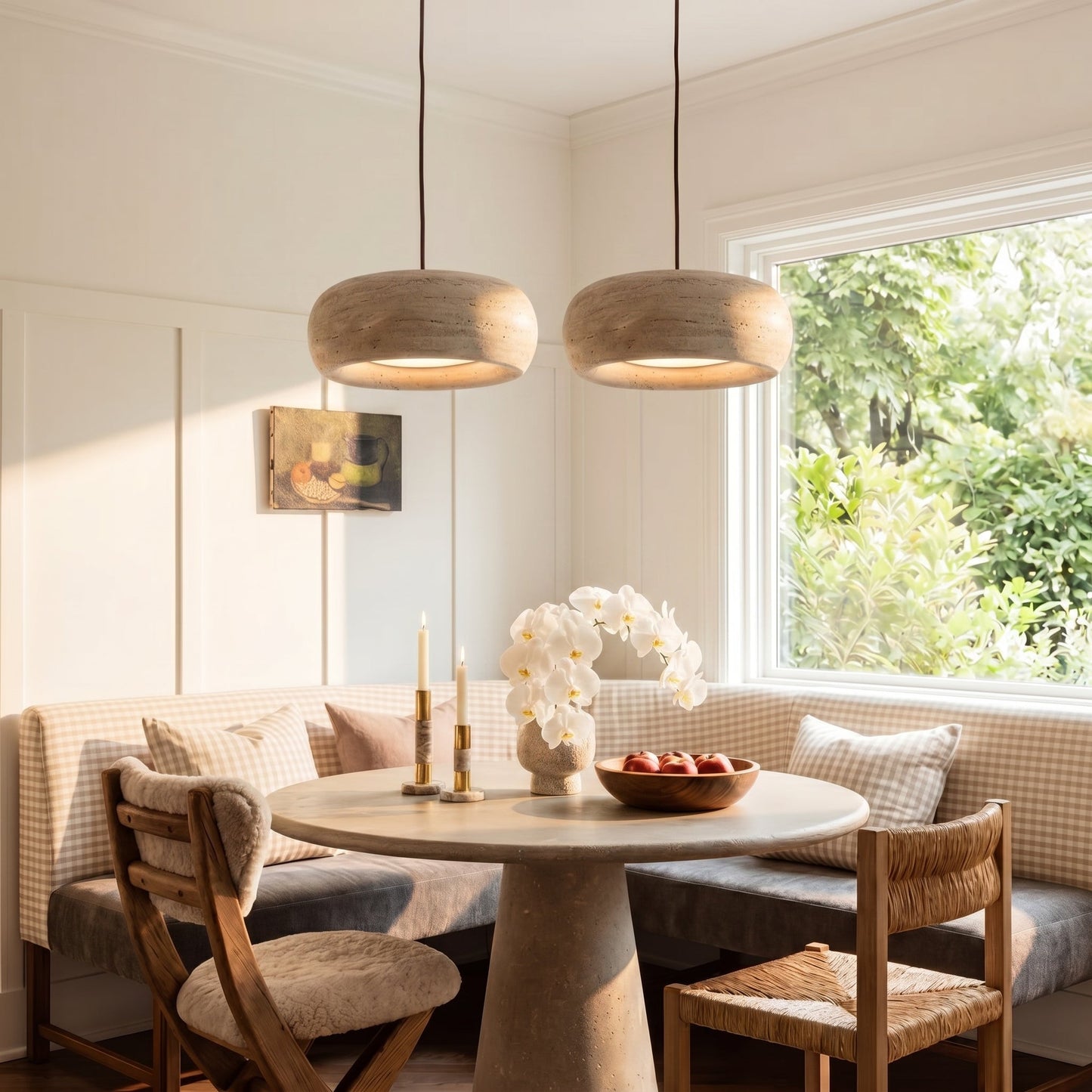 Lumen Kairi | Circular Pendant Light with Adjustable Height & Natural Stone Design | Modern Kitchen Pendant Lighting for Ambient Glow 6