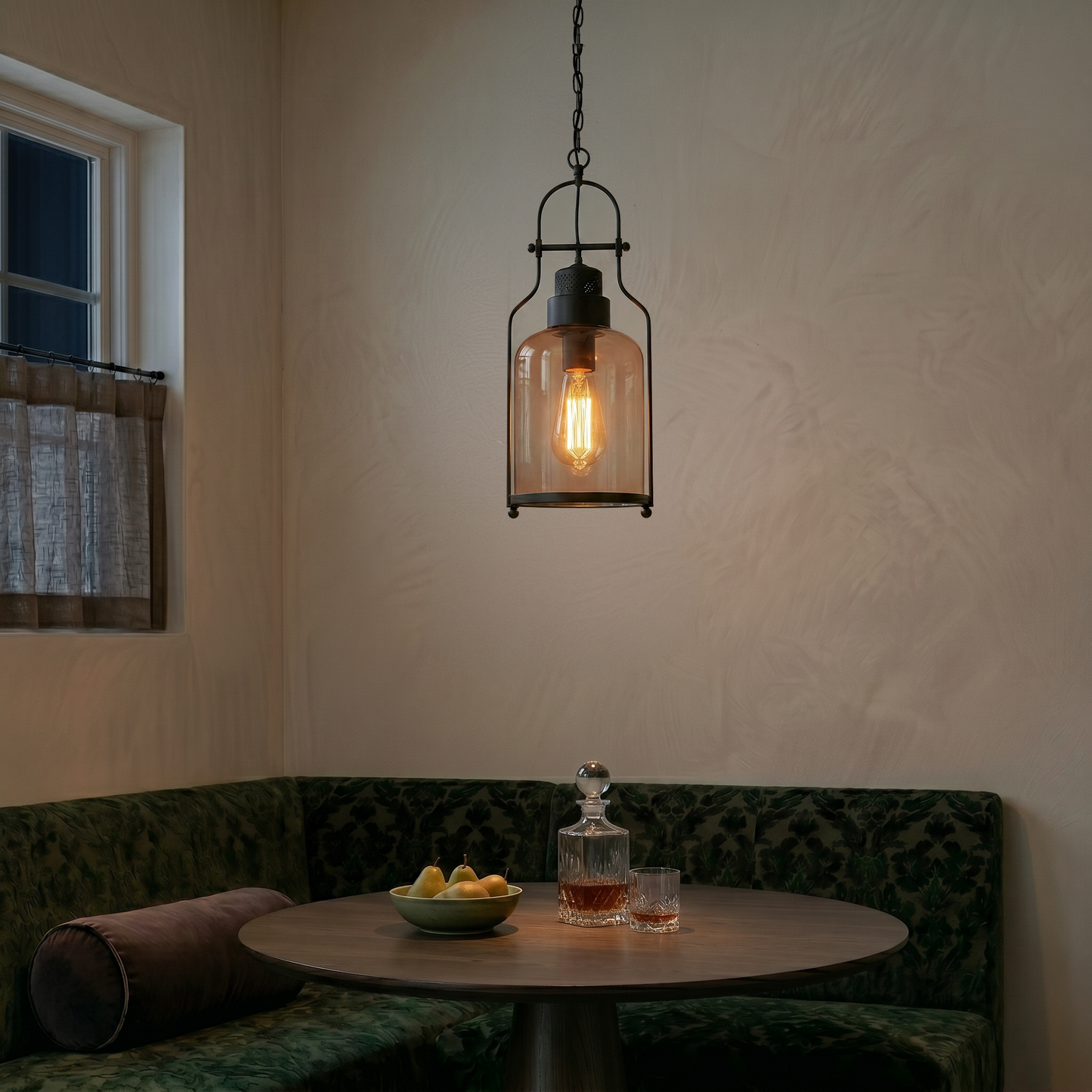 Lumen Morris | Glass Pendant Light with Rustic Iron Frame | Black Finish for Stylish Kitchen Island Lighting 7