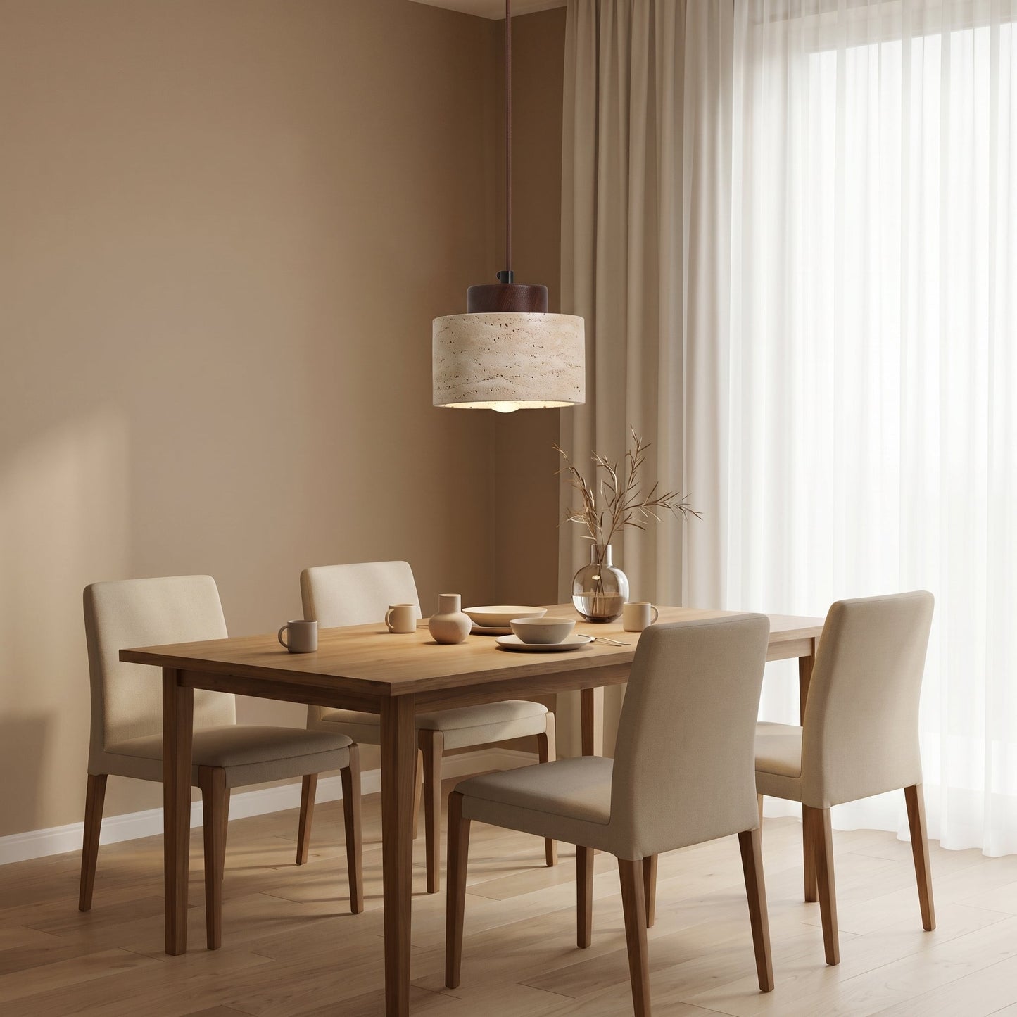 Lumen Travertine | Kitchen Pendant Lighting with Natural Stone Shade | Minimalist Design for Warm Ambiance 1