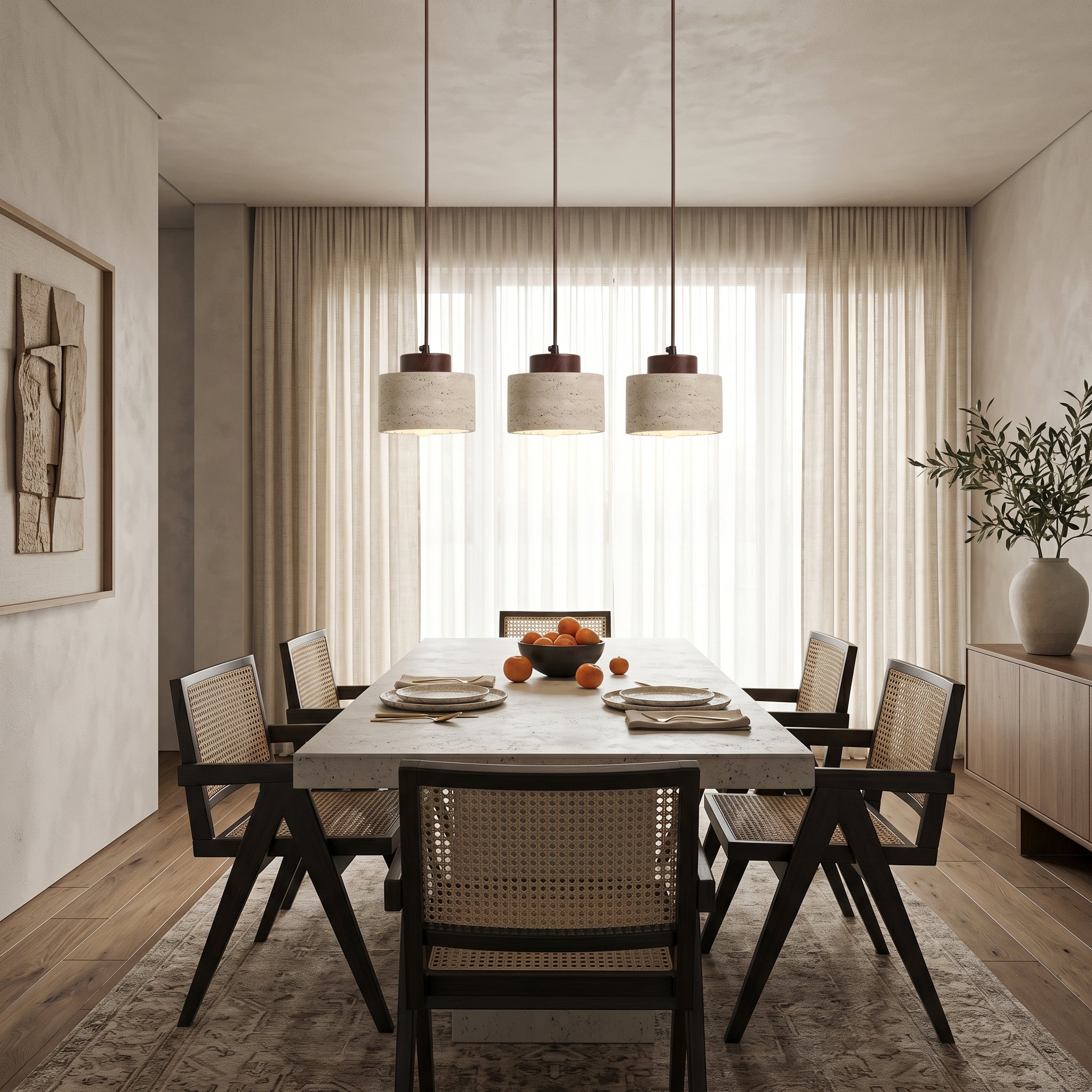 Lumen Retro Nordic Travertine Pendant Lamp | 10/16.5cm | Walnut/Wood
