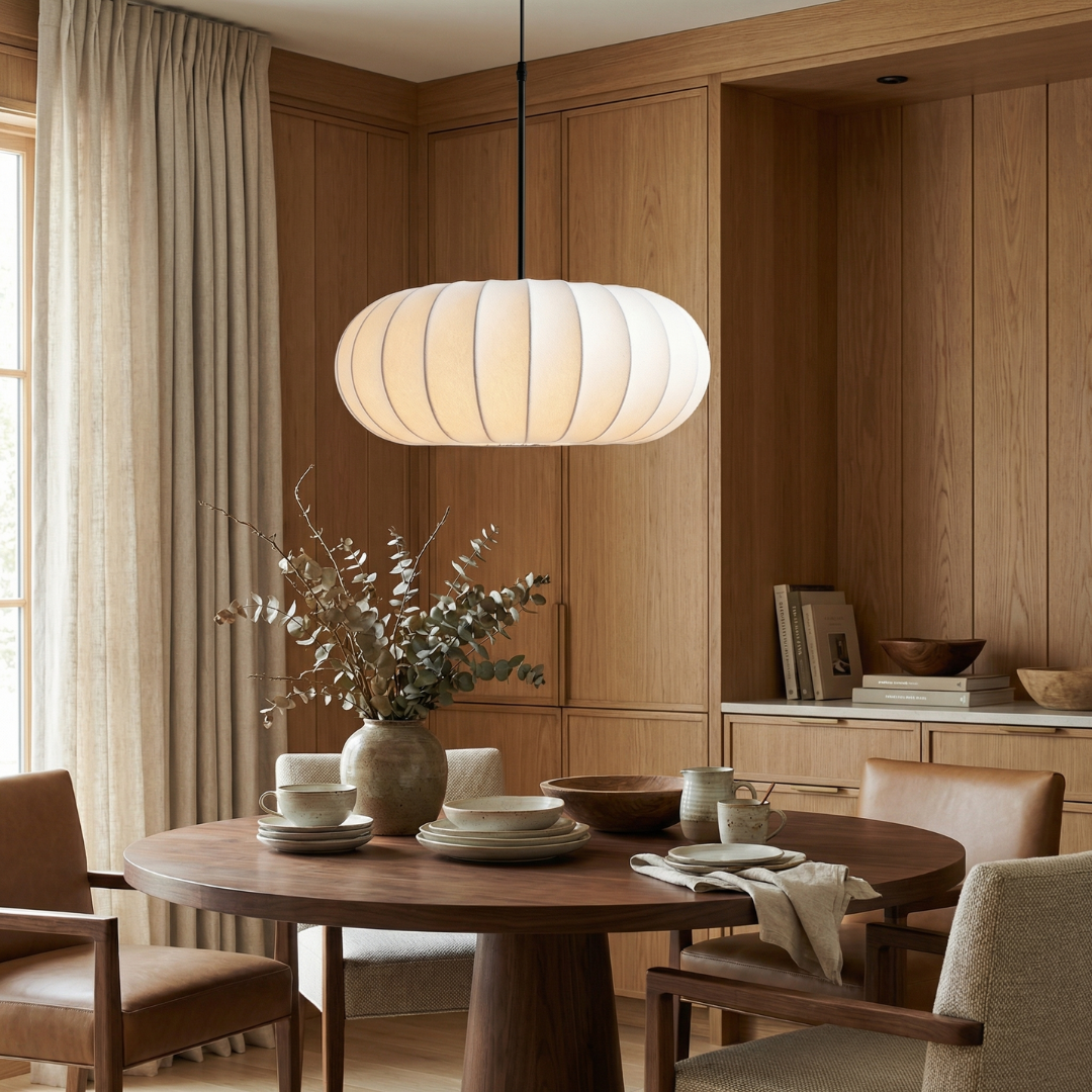 Lumen Verona | Kitchen Pendant Lighting with Handcrafted Silk Shade | Minimalist Design for Warm Ambiance 1
