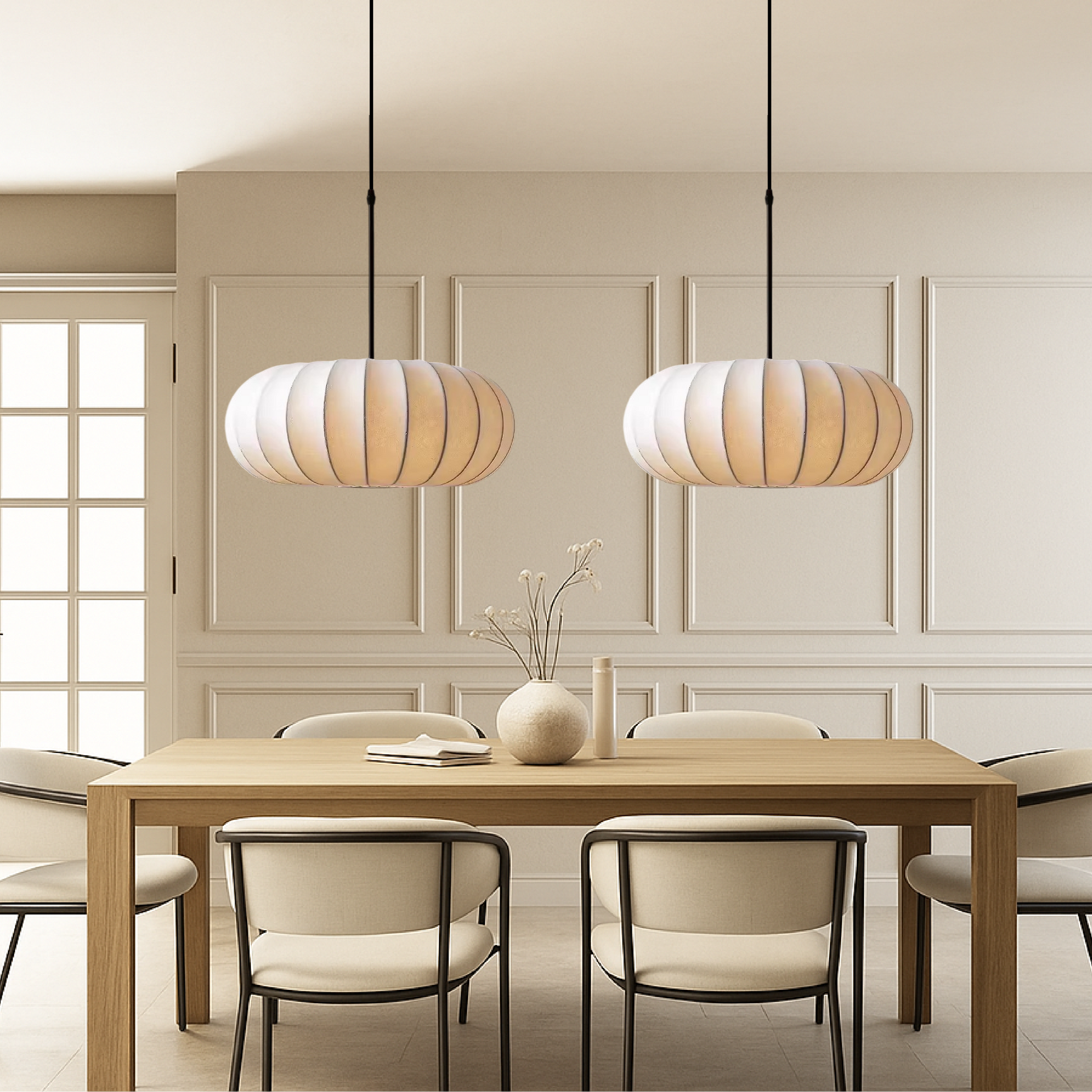 Lumen Verona | Kitchen Pendant Lighting with Handcrafted Silk Shade | Minimalist Design for Warm Ambiance 5
