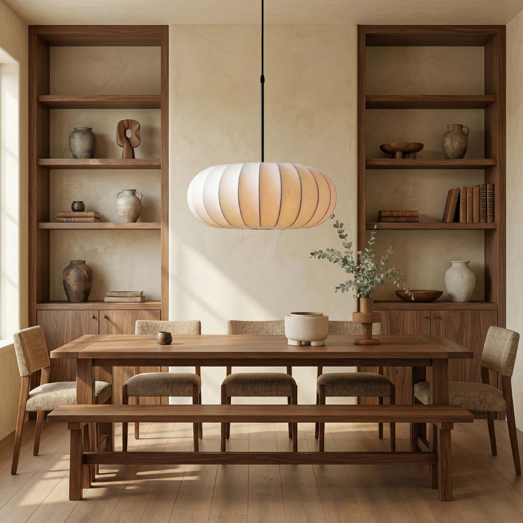 Lumen Verona | Kitchen Pendant Lighting with Handcrafted Silk Shade | Minimalist Design for Warm Ambiance 6