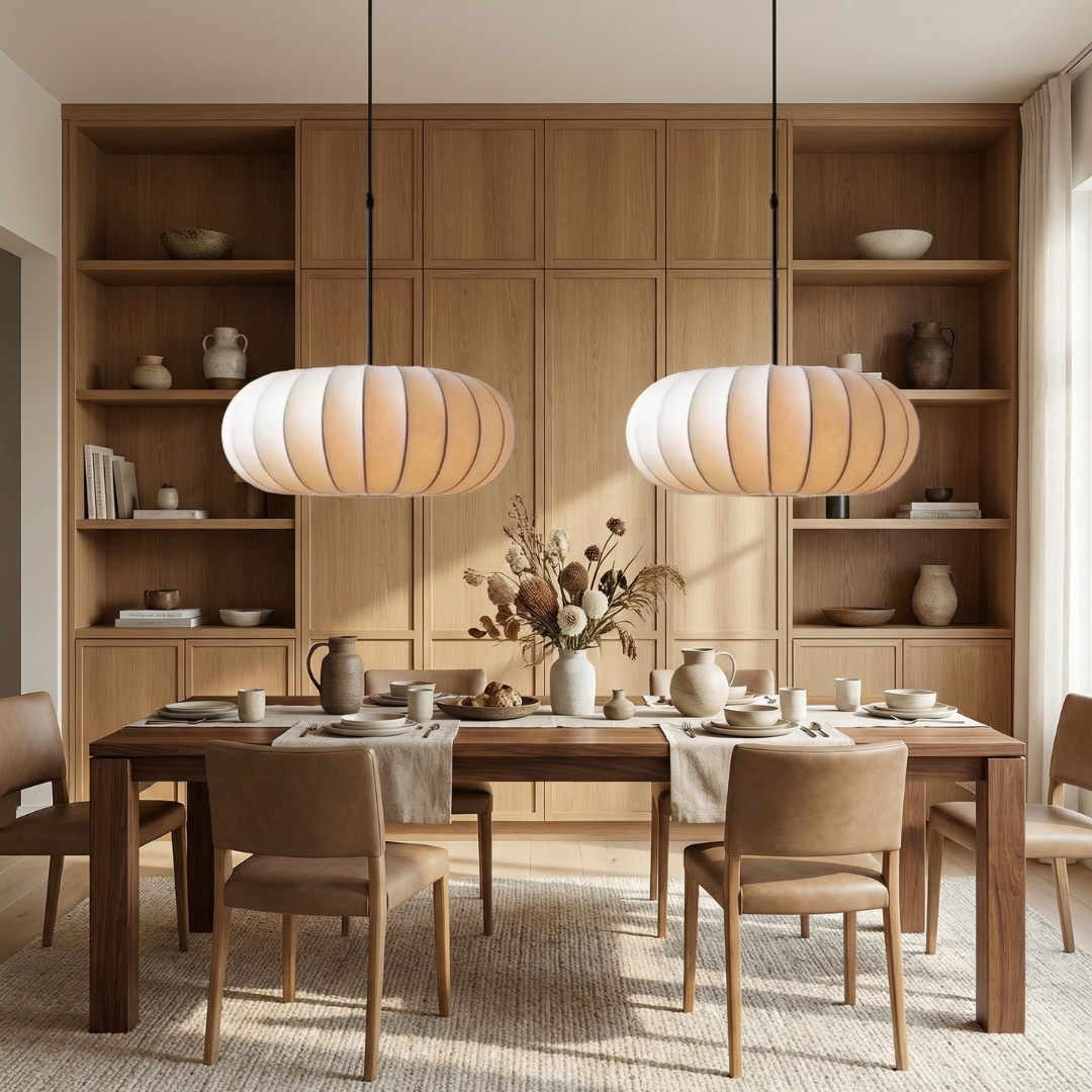 Lumen Verona | Kitchen Pendant Lighting with Handcrafted Silk Shade | Minimalist Design for Warm Ambiance 7