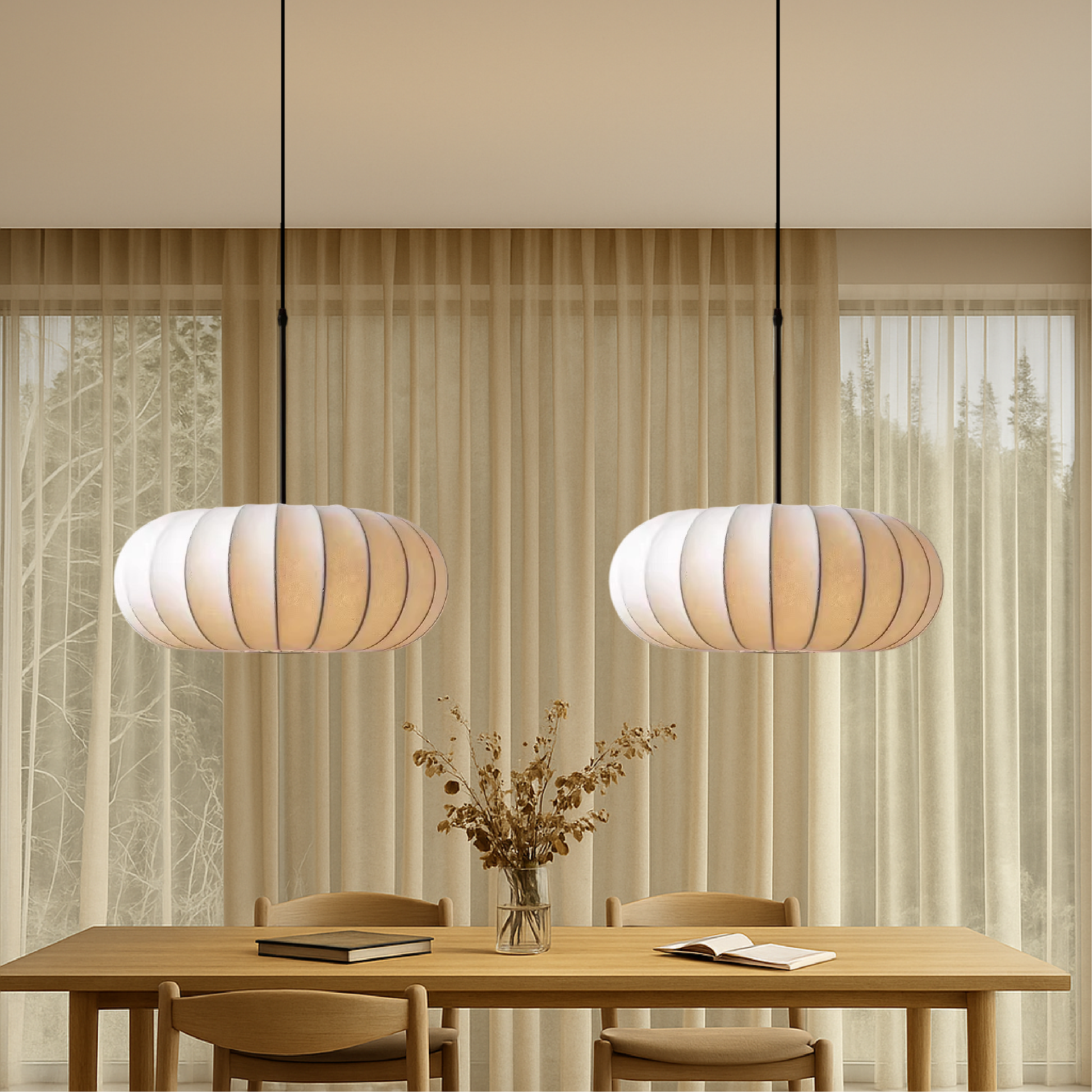 Lumen Verona | Kitchen Pendant Lighting with Handcrafted Silk Shade | Minimalist Design for Warm Ambiance 8