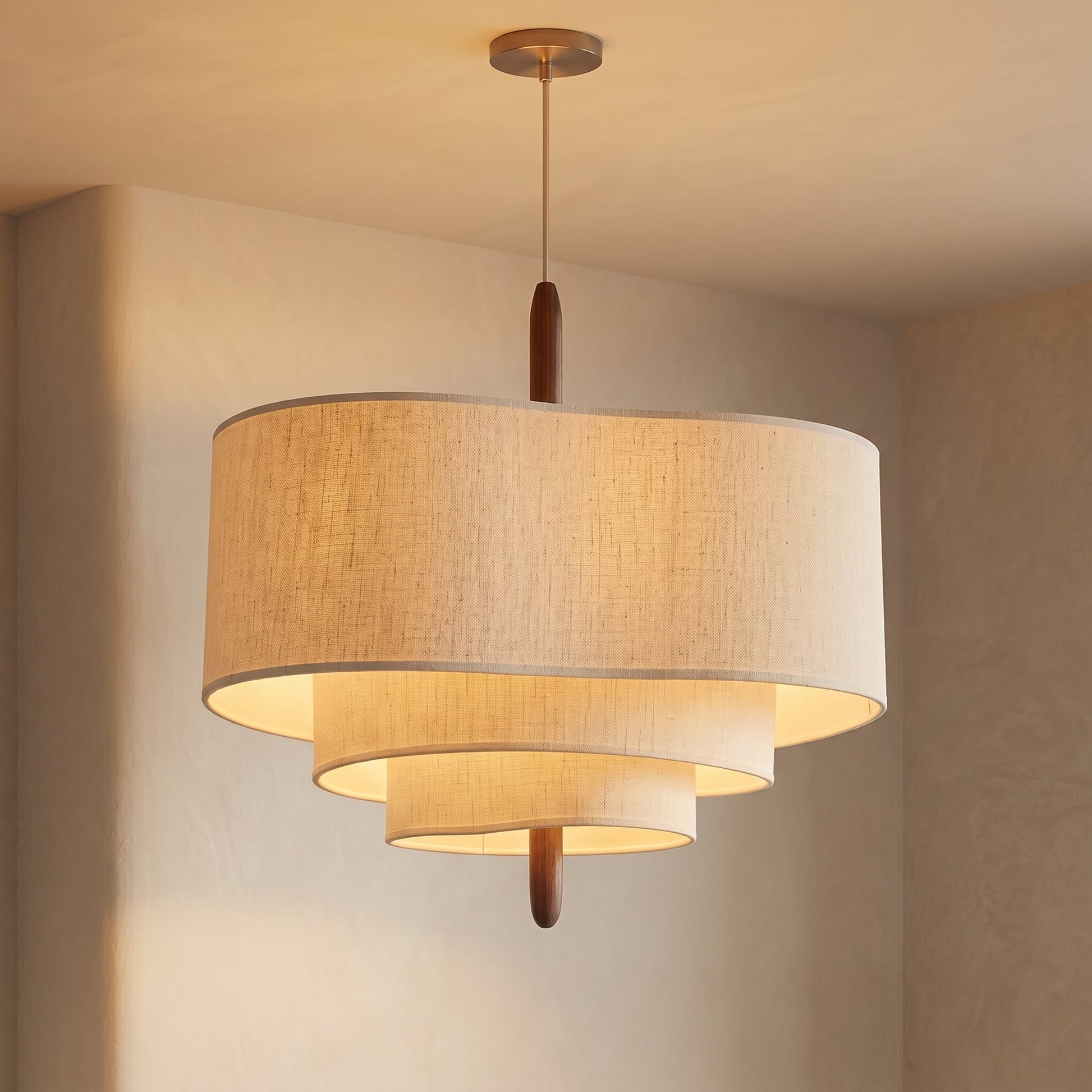 Lumen | Ceiling Light Fixture with Layered Fabric Shade | Soft Diffused Glow for Cozy Atmosphere 0