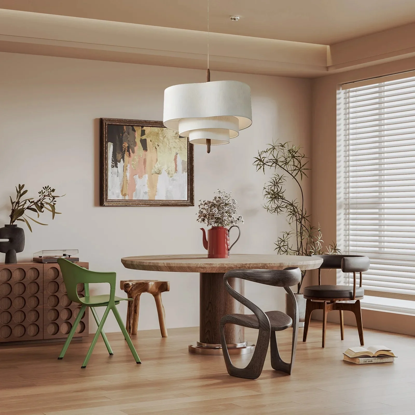 Lumen | Ceiling Light Fixture with Layered Fabric Shade | Soft Diffused Glow for Cozy Atmosphere 7