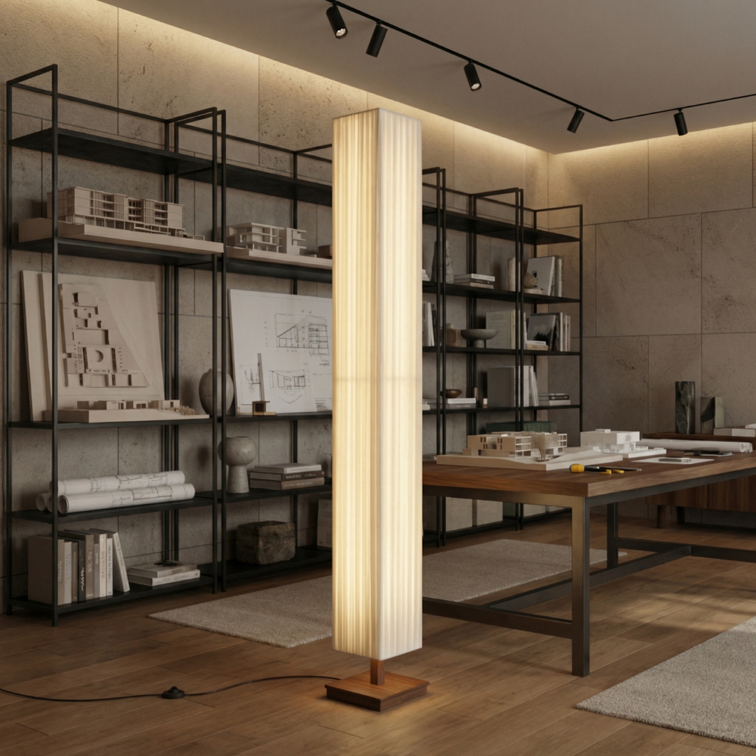 Lumen | Floor Lamp with Soft Fabric Shade & Walnut Wood Frame | Minimalist Design for Calm Ambiance 3