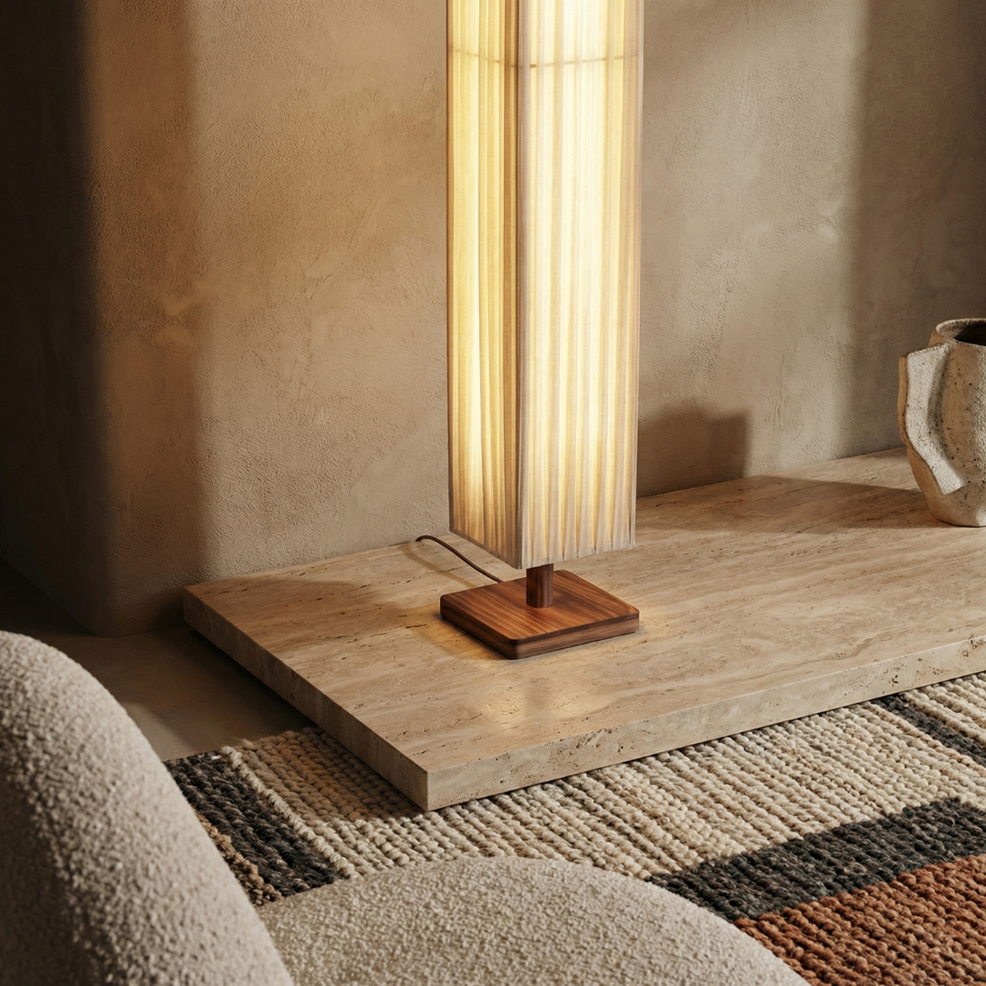 Lumen | Floor Lamp with Soft Fabric Shade & Walnut Wood Frame | Minimalist Design for Calm Ambiance 4