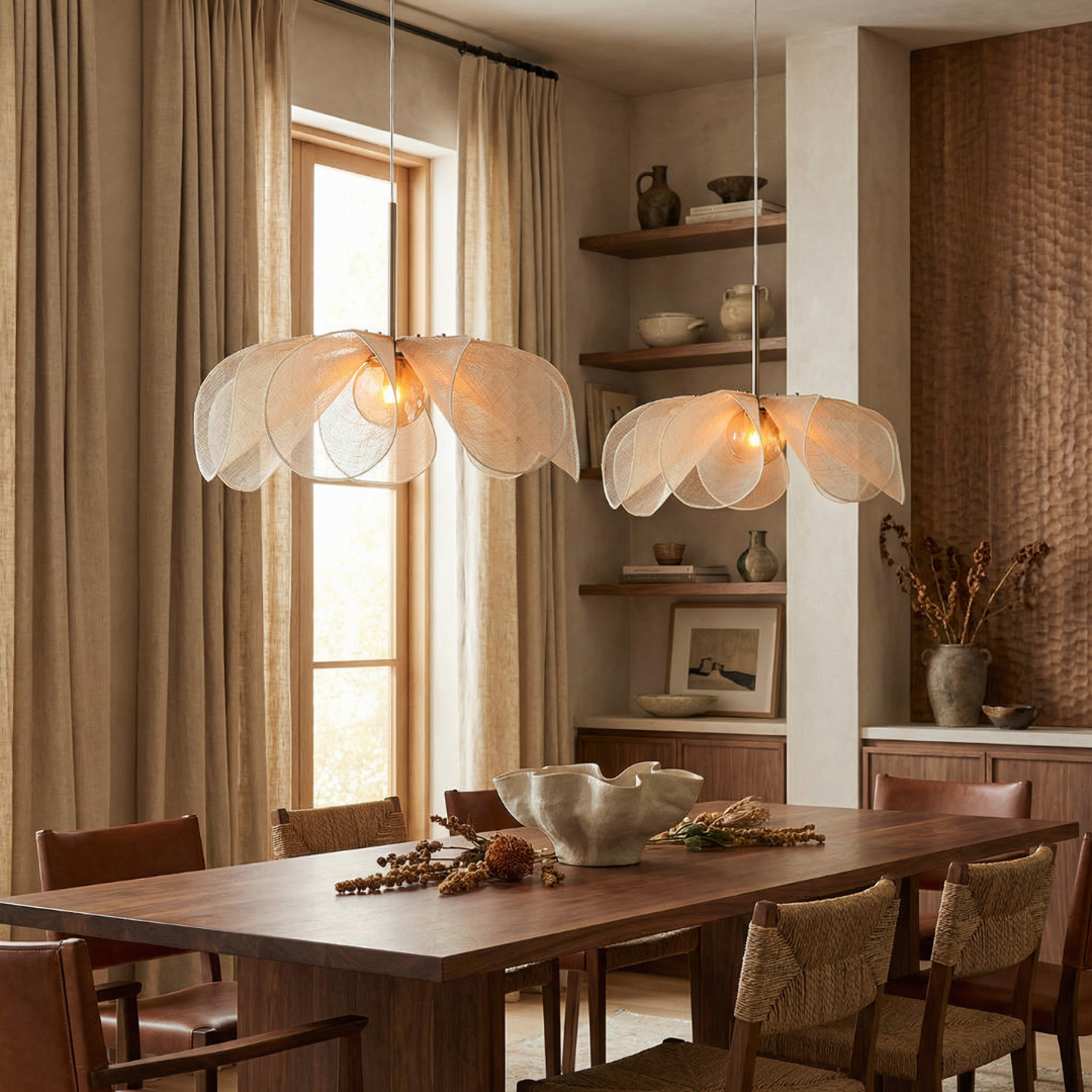 Lumen | Vintage Fabric Pendant Light with Soft Ambient Illumination | Sculptural Design for Inviting Spaces 1