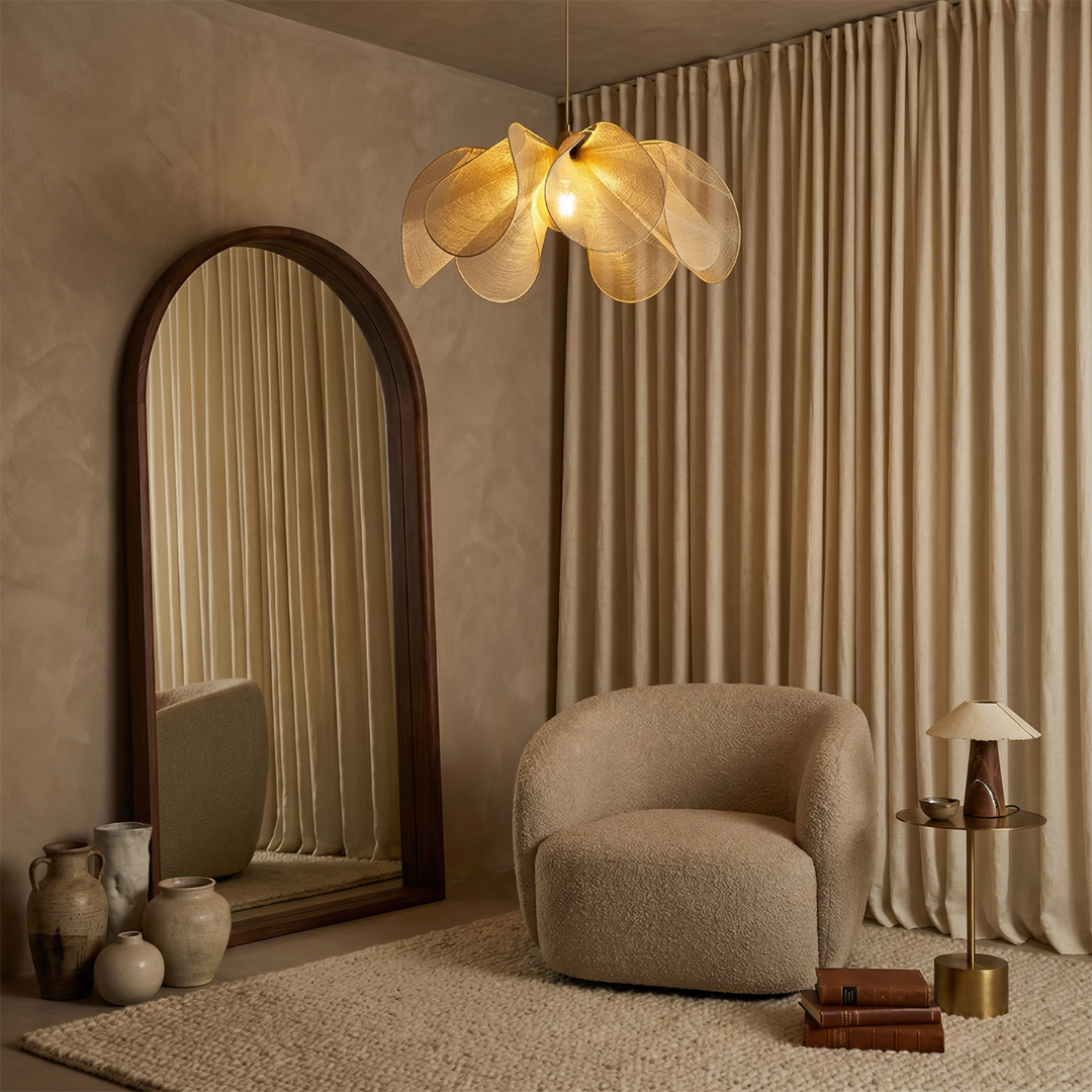 Lumen | Vintage Fabric Pendant Light with Soft Ambient Illumination | Sculptural Design for Inviting Spaces 2