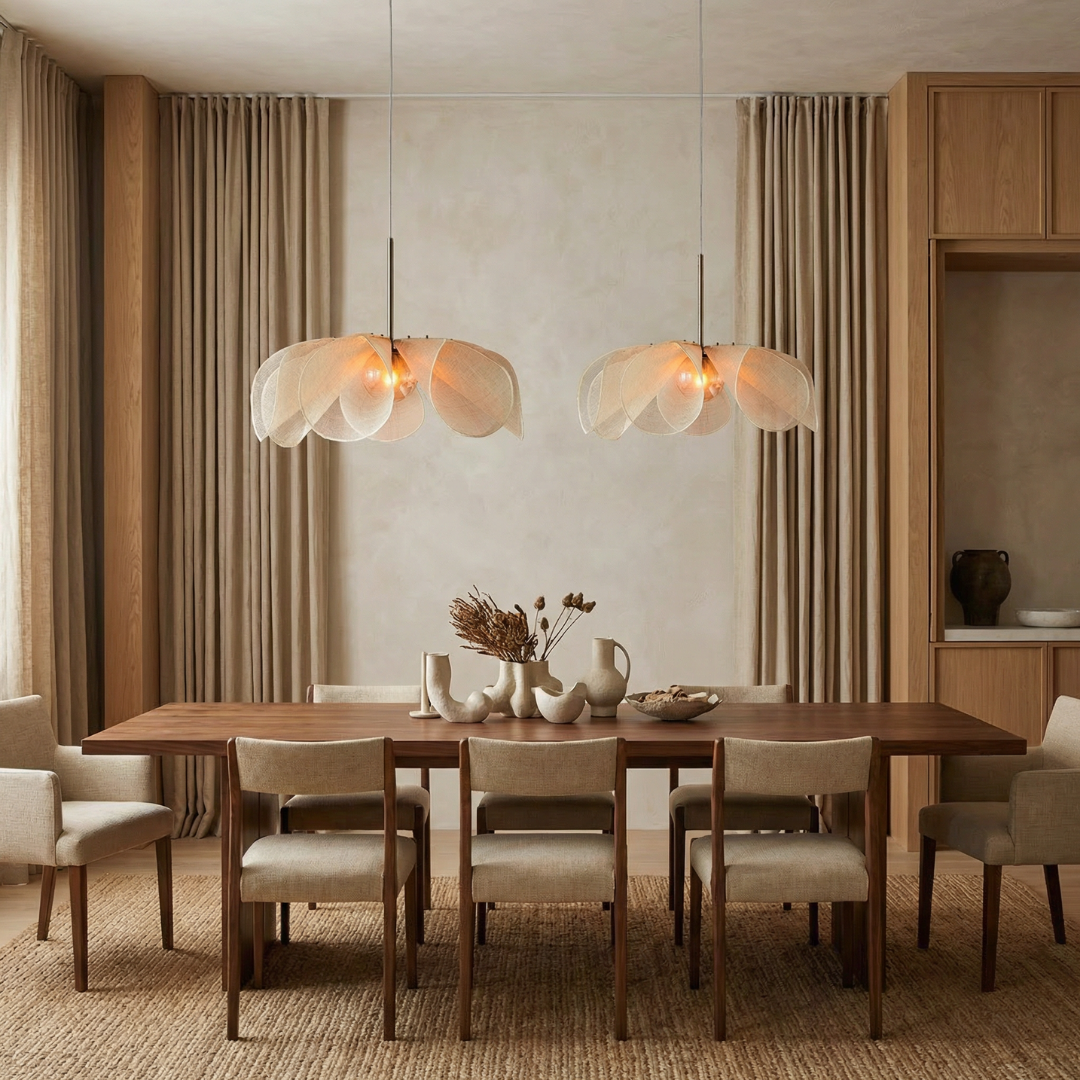 Lumen | Vintage Fabric Pendant Light with Soft Ambient Illumination | Sculptural Design for Inviting Spaces 3