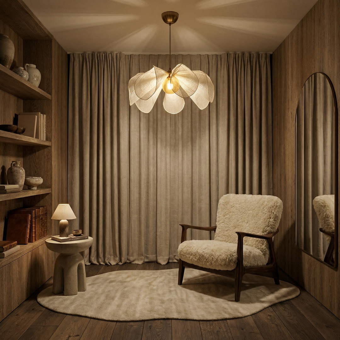 Lumen | Vintage Fabric Pendant Light with Soft Ambient Illumination | Sculptural Design for Inviting Spaces 5