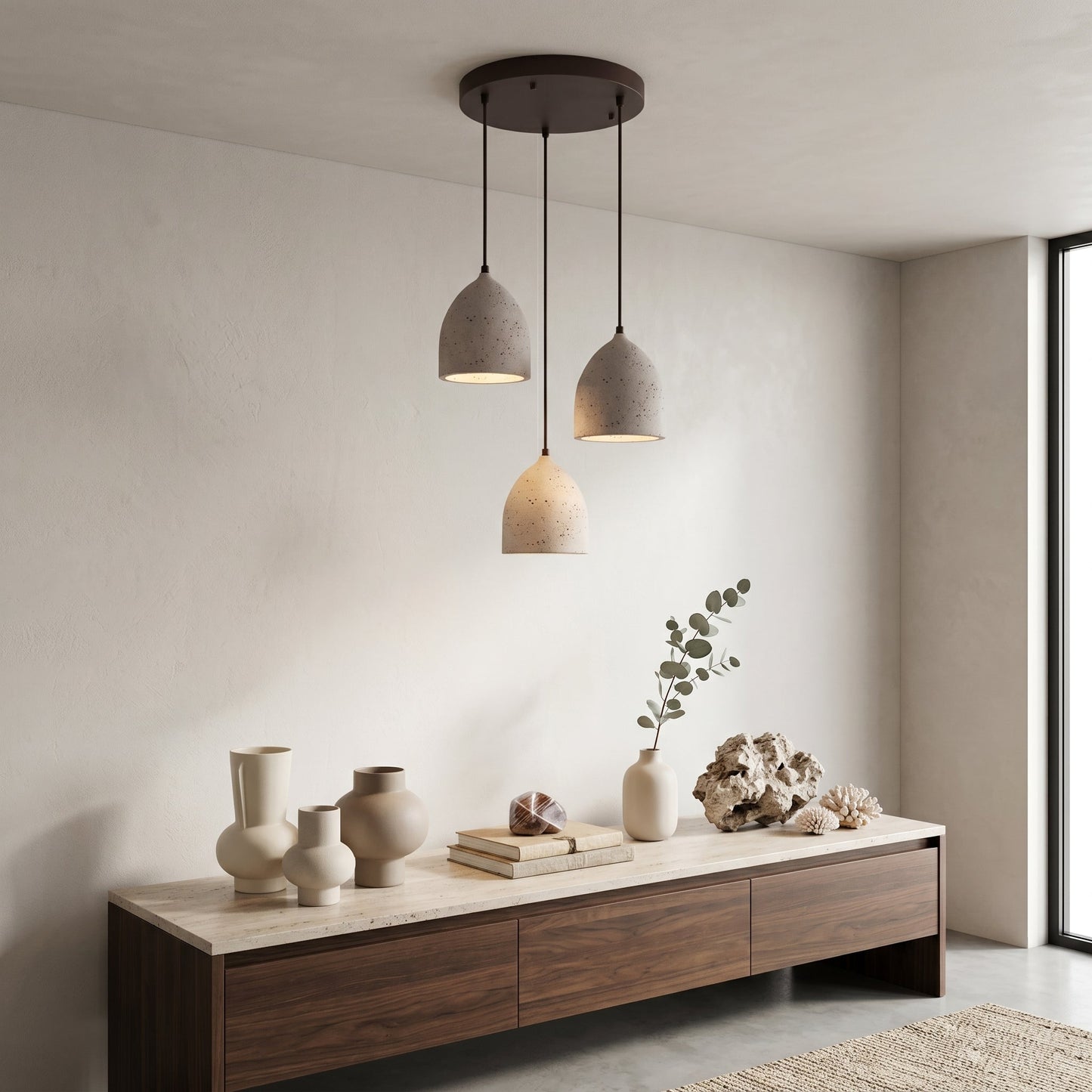Lumen | Volcanic Stone Pendant Light with Adjustable Cord | Unique Natural Design for Ambient Illumination 3