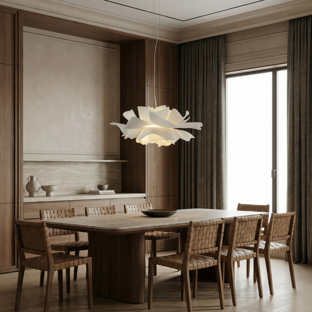 Lumen | White Lotus Pendant Light with Layered Acrylic Petals | Elegant Illumination for Modern Spaces 2