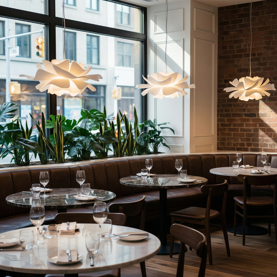 Lumen | White Lotus Pendant Light with Layered Acrylic Petals | Elegant Illumination for Modern Spaces 7