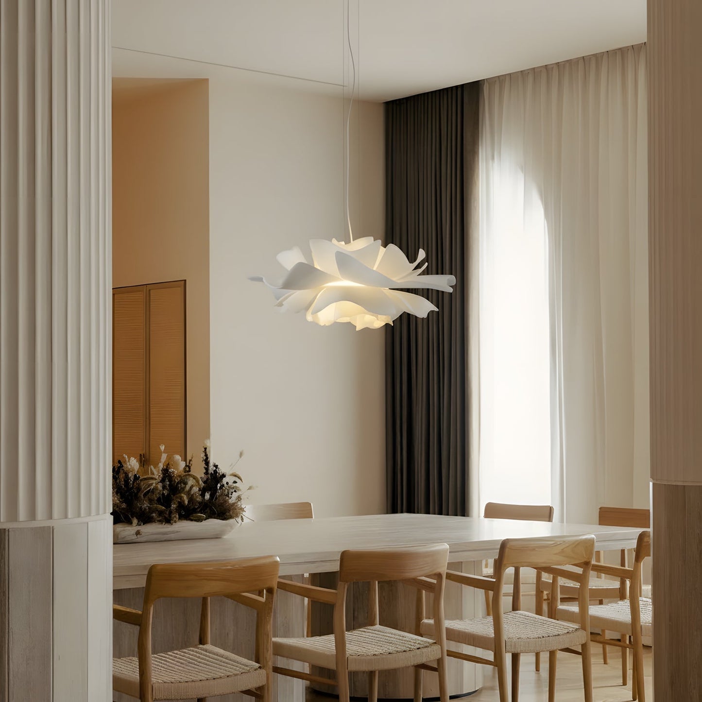 Lumen | White Lotus Pendant Light with Layered Acrylic Petals | Elegant Illumination for Modern Spaces 8