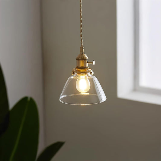 Luminous Collection | Glass Pendant Light with Adjustable Height | Elegant Brass Finish for Modern Kitchen Decor 0