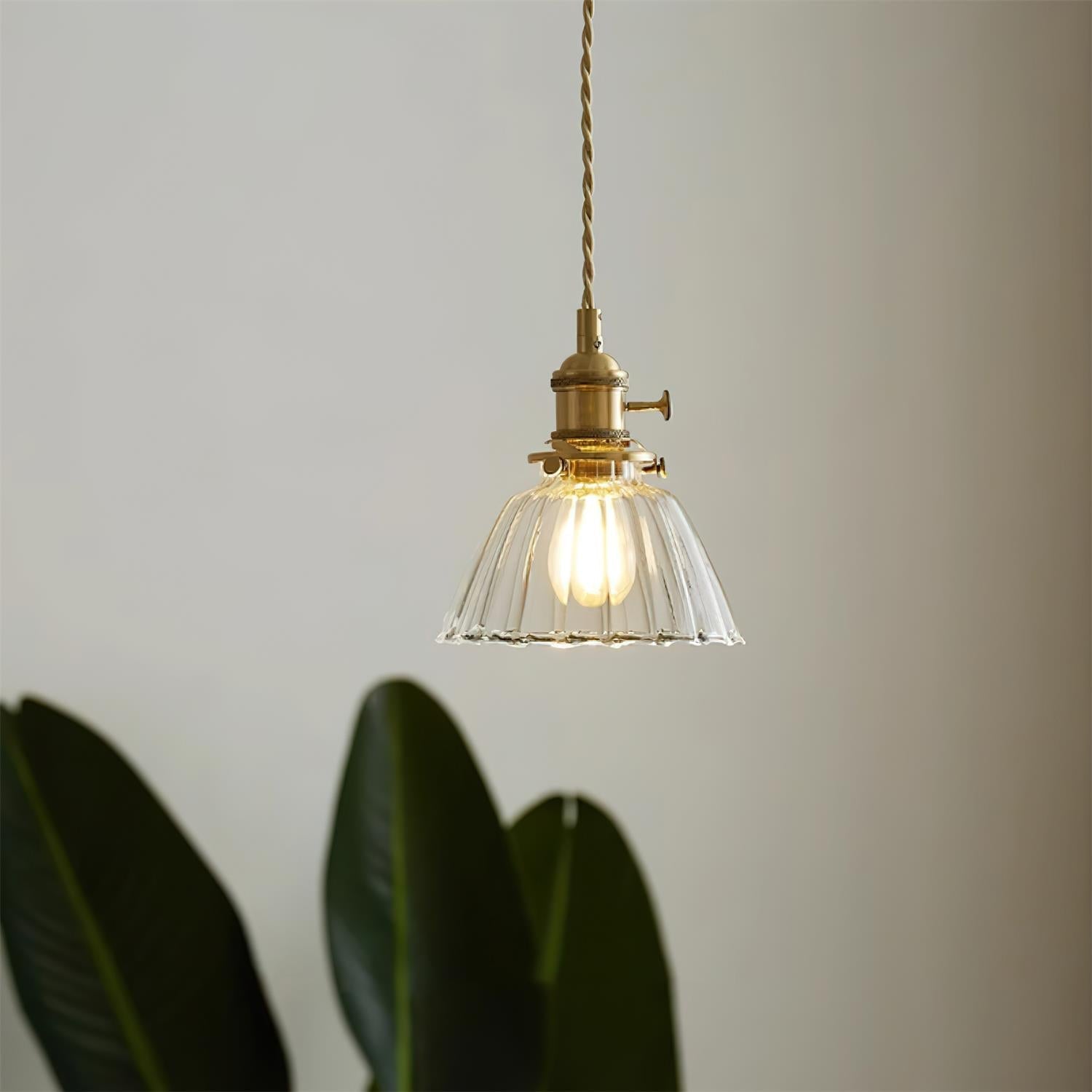 Luminous Collection | Glass Pendant Light with Adjustable Height | Elegant Brass Finish for Modern Kitchen Decor 3
