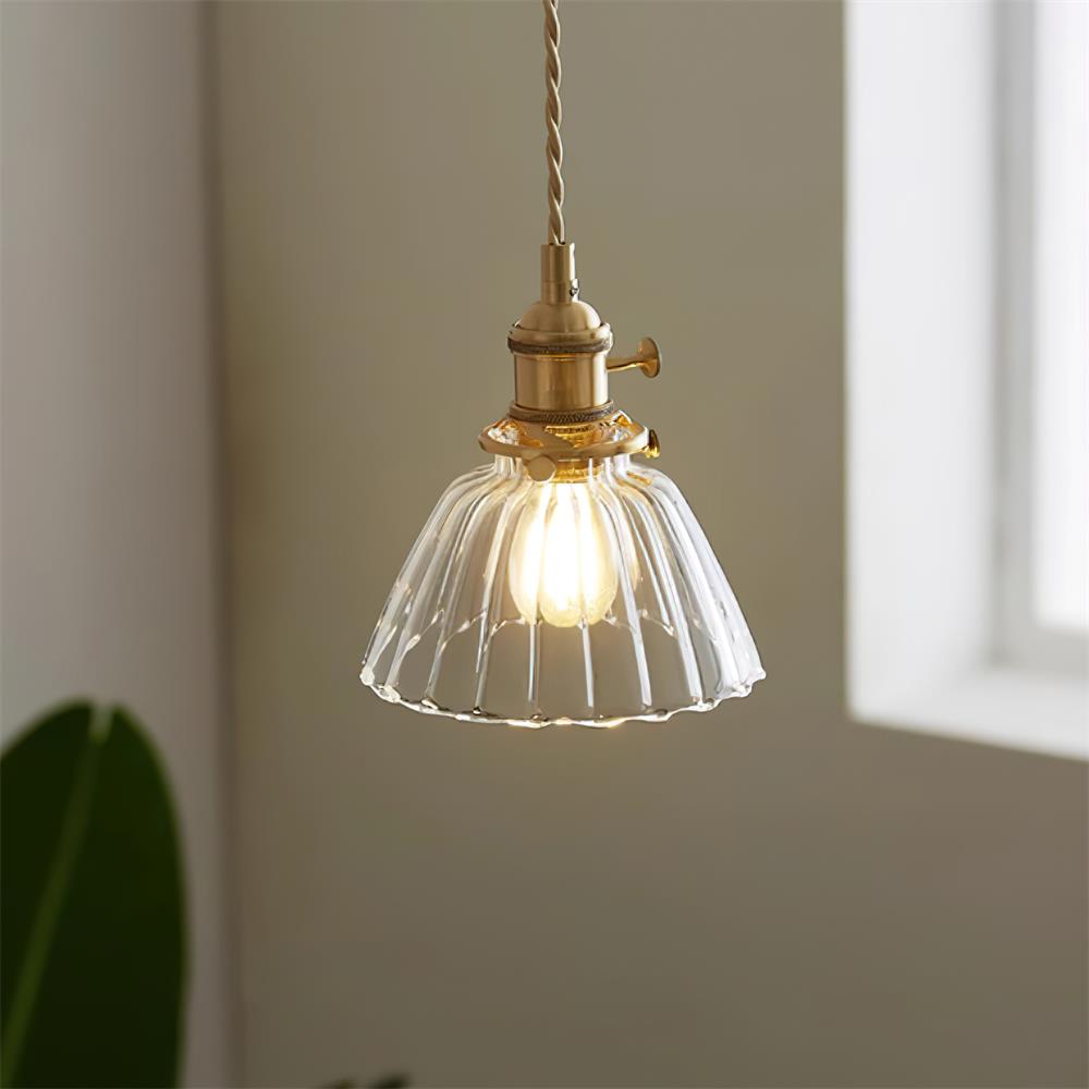 Luminous Collection | Glass Pendant Light with Adjustable Height | Elegant Brass Finish for Modern Kitchen Decor 4