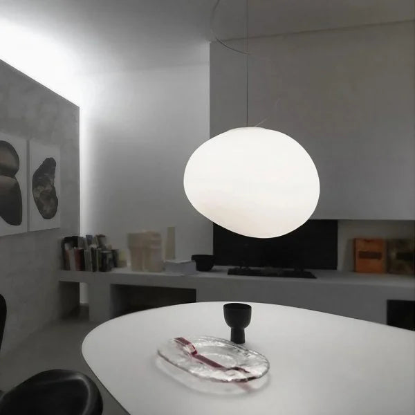 Luminous Elegance | Glass Pendant Light with Hand-Blown Shade | Minimalist Design for Warm Kitchen Ambience 0