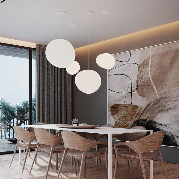 Luminous Elegance | Glass Pendant Light with Hand-Blown Shade | Minimalist Design for Warm Kitchen Ambience 1