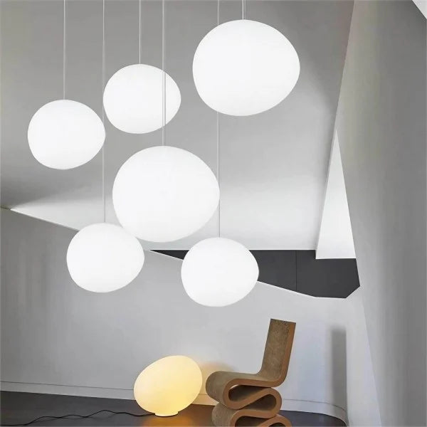 Luminous Elegance | Glass Pendant Light with Hand-Blown Shade | Minimalist Design for Warm Kitchen Ambience 4