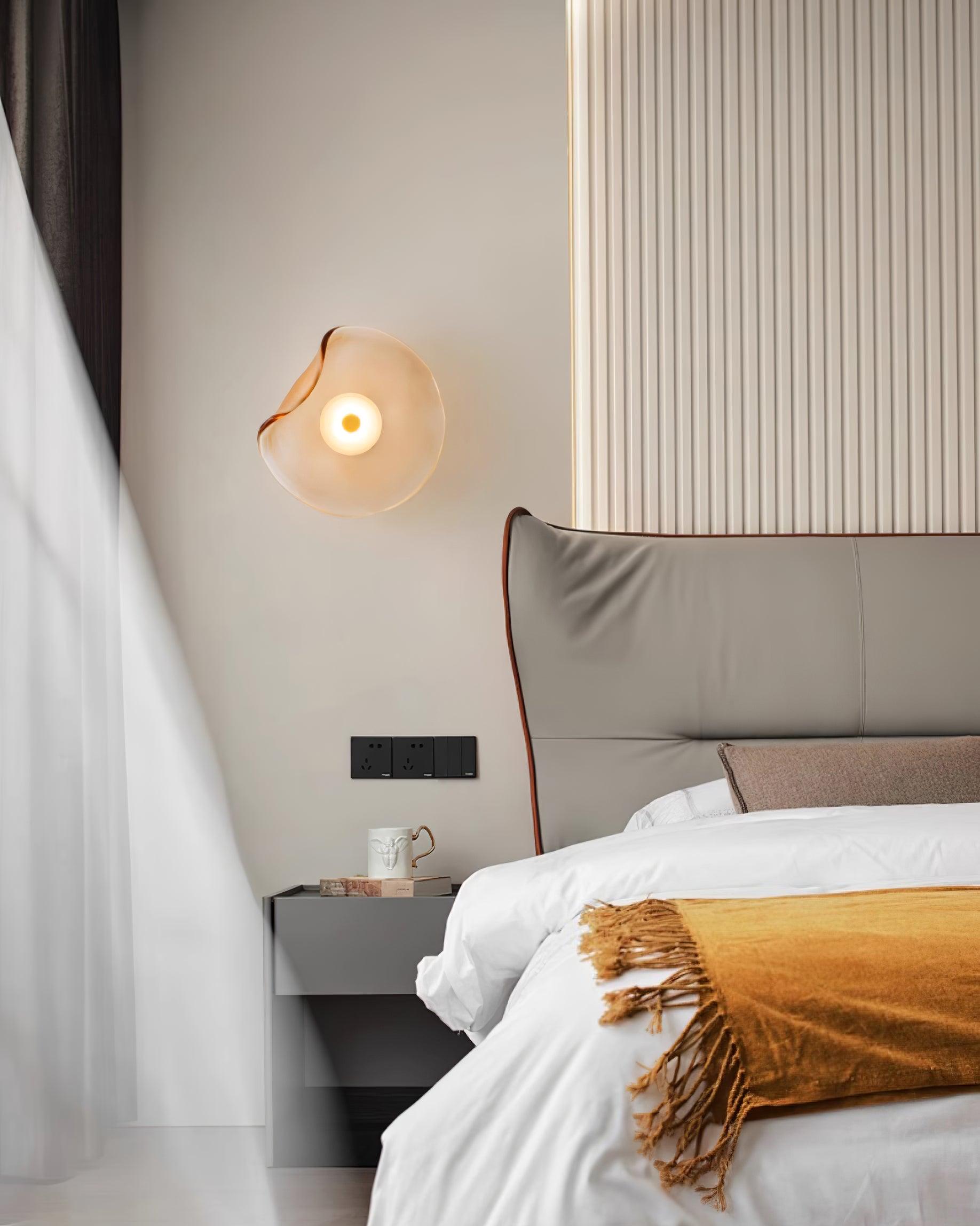 Lunara | Amber Glass Wall Light with Integrated LED & Warm Glow | Damp Rated for Indoor and Outdoor Use 3