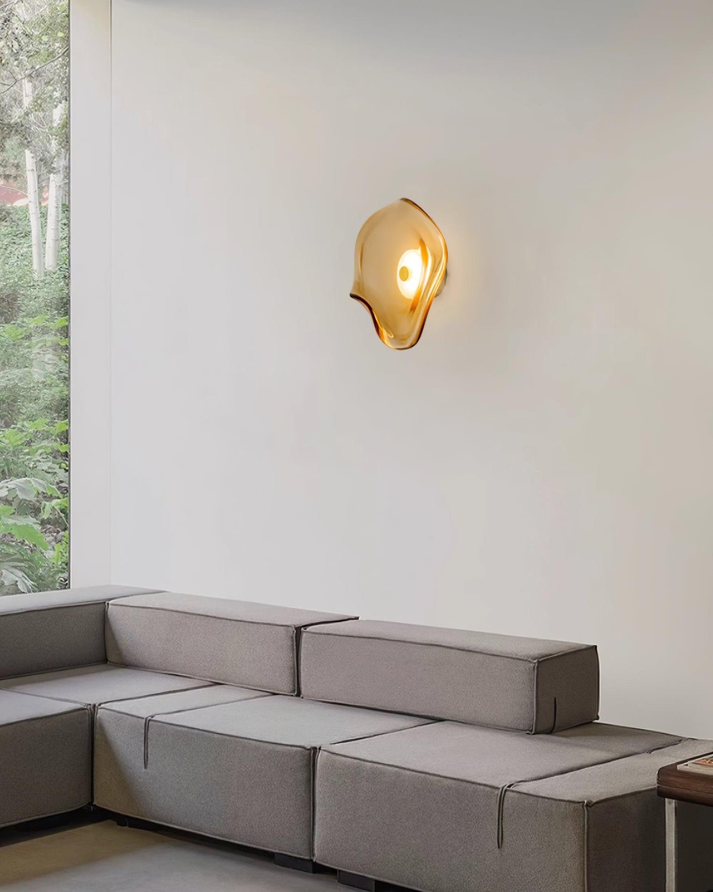 Lunara | Amber Glass Wall Light with Integrated LED & Warm Glow | Damp Rated for Indoor and Outdoor Use 4