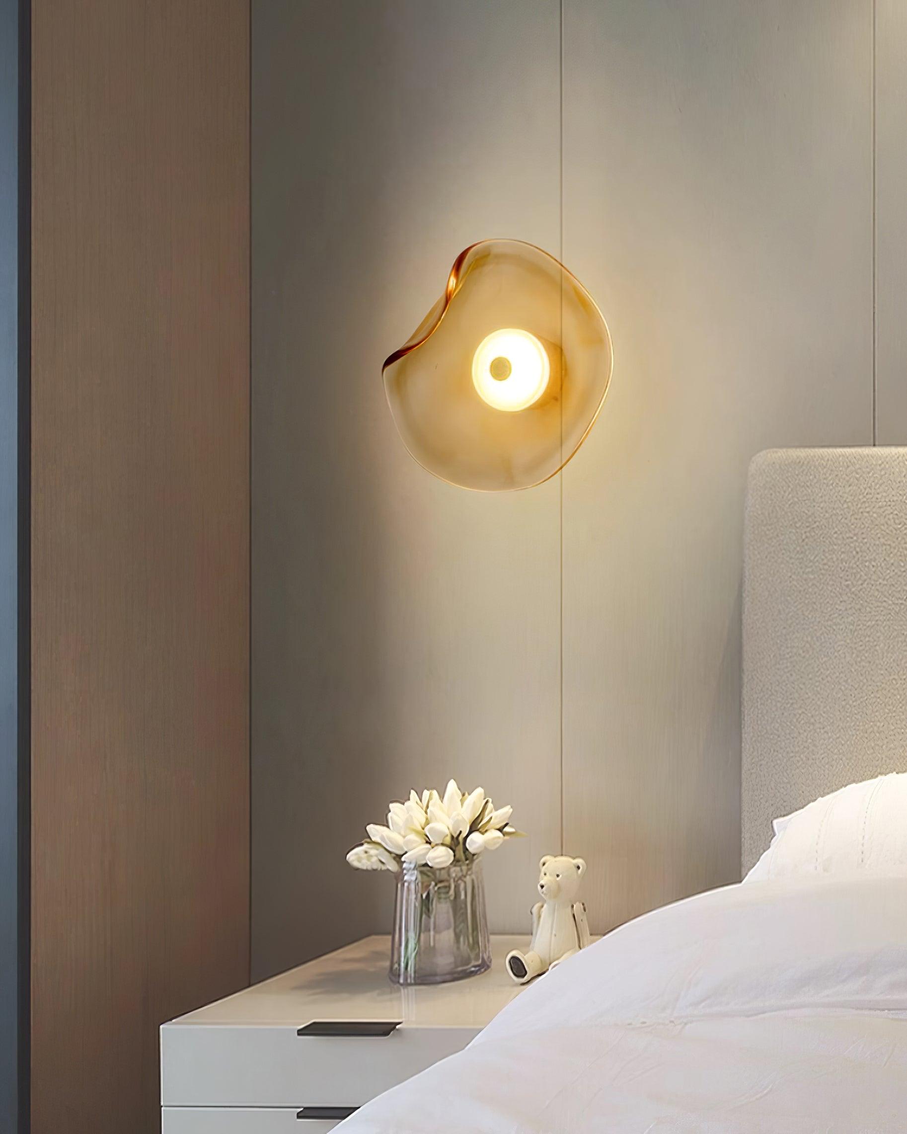 Lunara | Amber Glass Wall Light with Integrated LED & Warm Glow | Damp Rated for Indoor and Outdoor Use 6