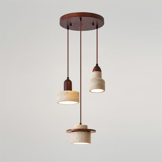 Lunara | Multi-Light Pendant Lighting with Adjustable Height | Elegant Travertine Shade for Modern Kitchens 0