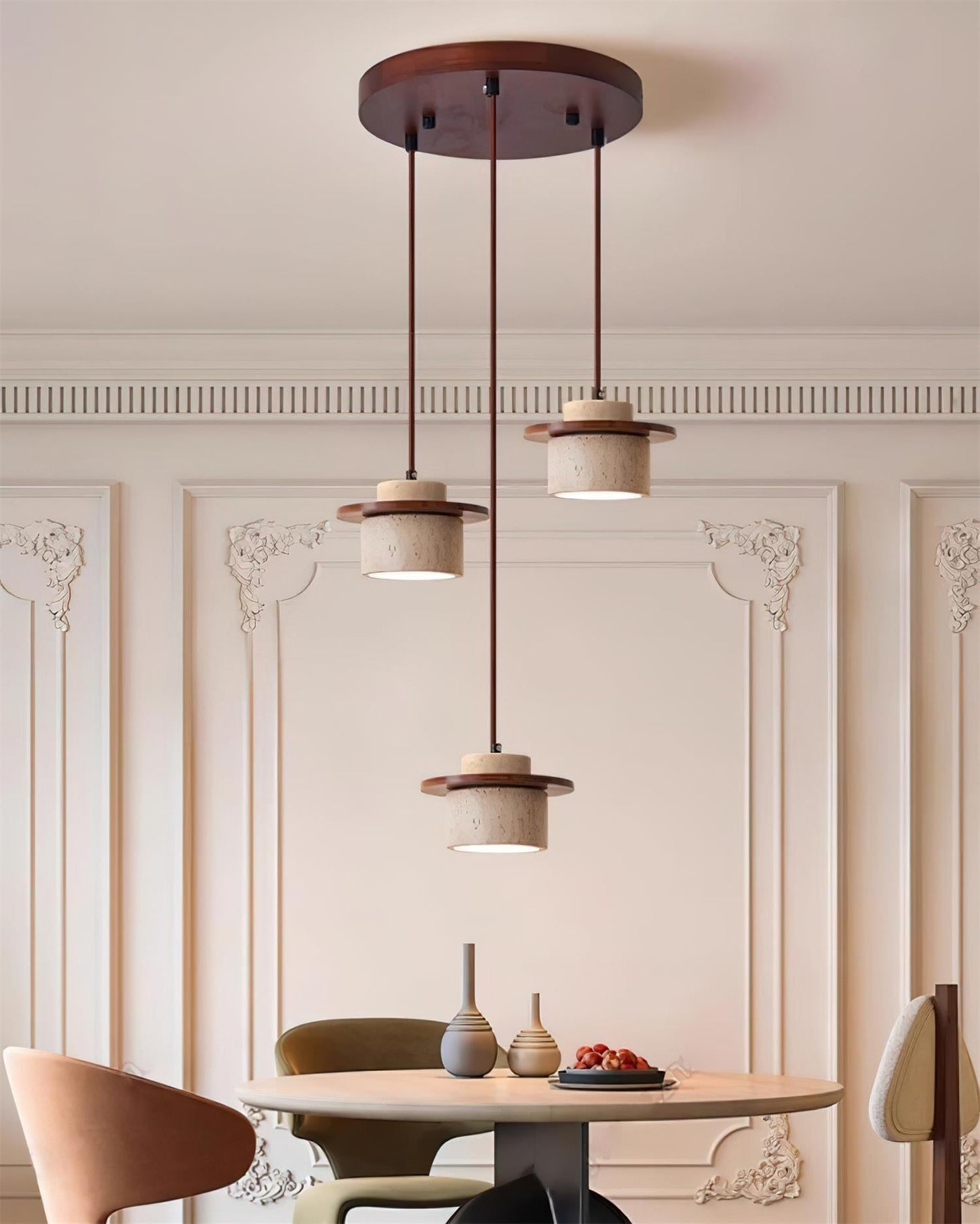 Lunara | Multi-Light Pendant Lighting with Adjustable Height | Elegant Travertine Shade for Modern Kitchens 2