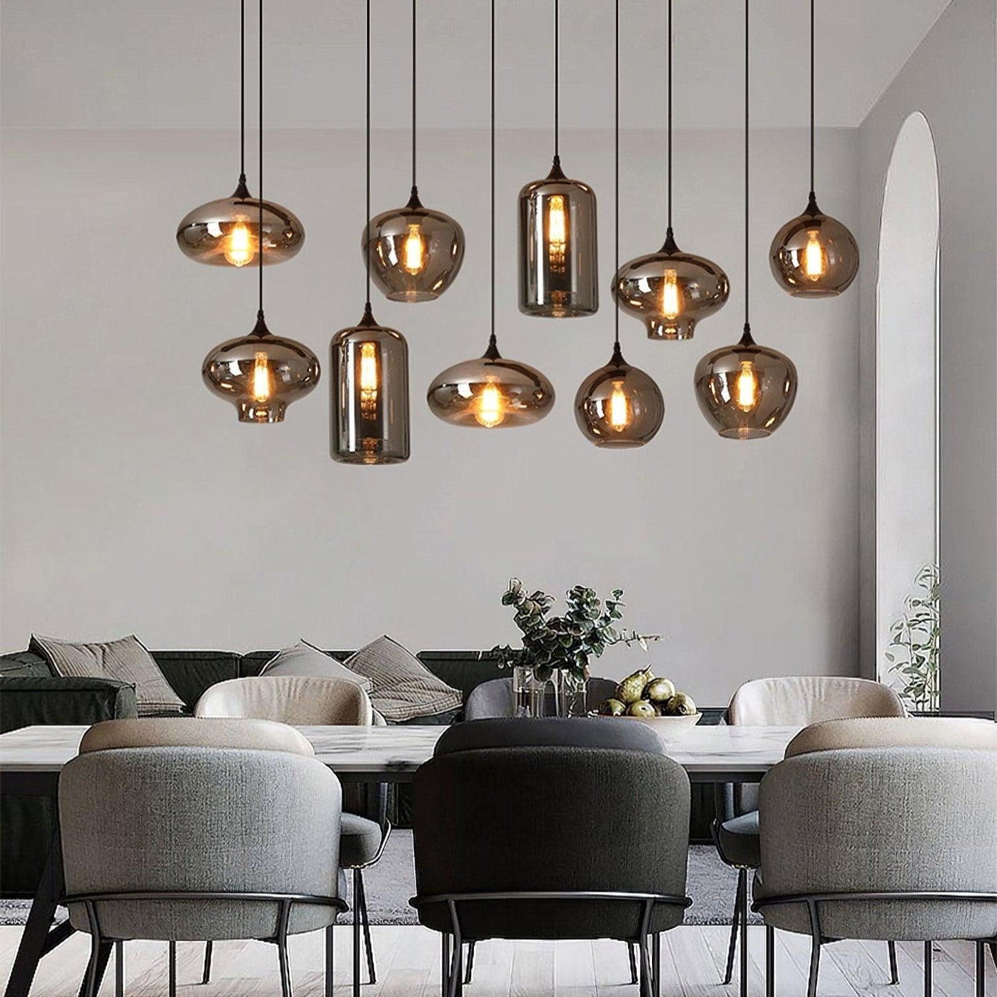 Luxury Collection | Glass Pendant Light with Adjustable Height | Stylish Hanging Light for Elegant Kitchen Decor 1