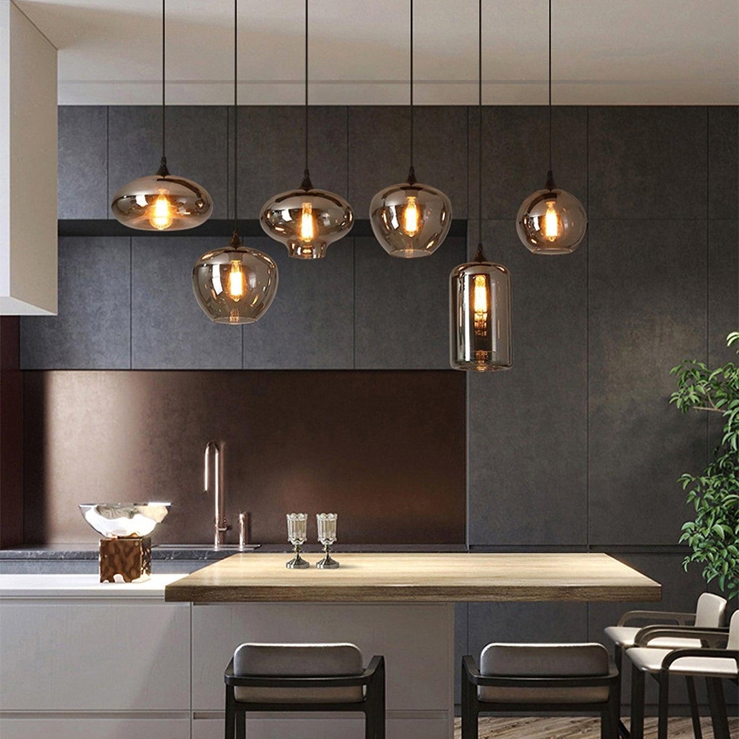 Luxury Collection | Glass Pendant Light with Adjustable Height | Stylish Hanging Light for Elegant Kitchen Decor 5