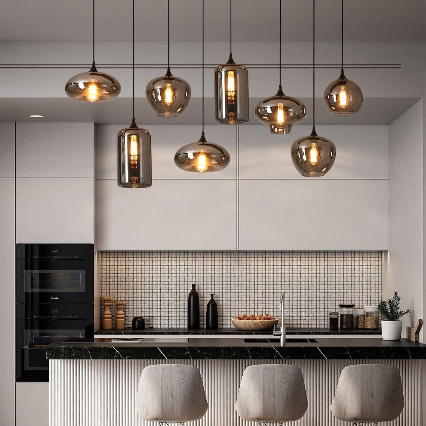 Luxury Collection | Glass Pendant Light with Adjustable Height | Stylish Hanging Light for Elegant Kitchen Decor 6