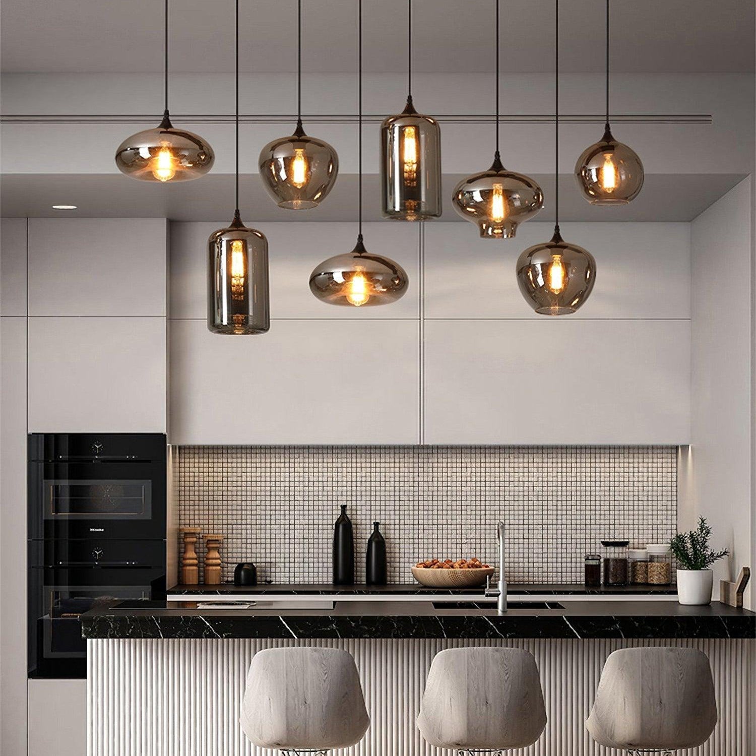Luxury Collection | Glass Pendant Light with Adjustable Height | Stylish Hanging Light for Elegant Kitchen Decor 7