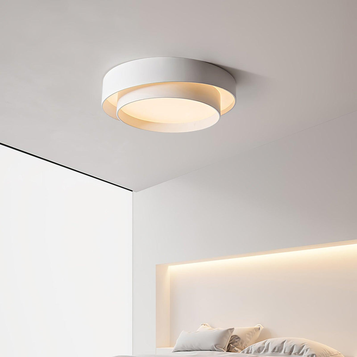 Arisha Ceiling Lamp Double Ring Gray & Black & White Cylinder Shape