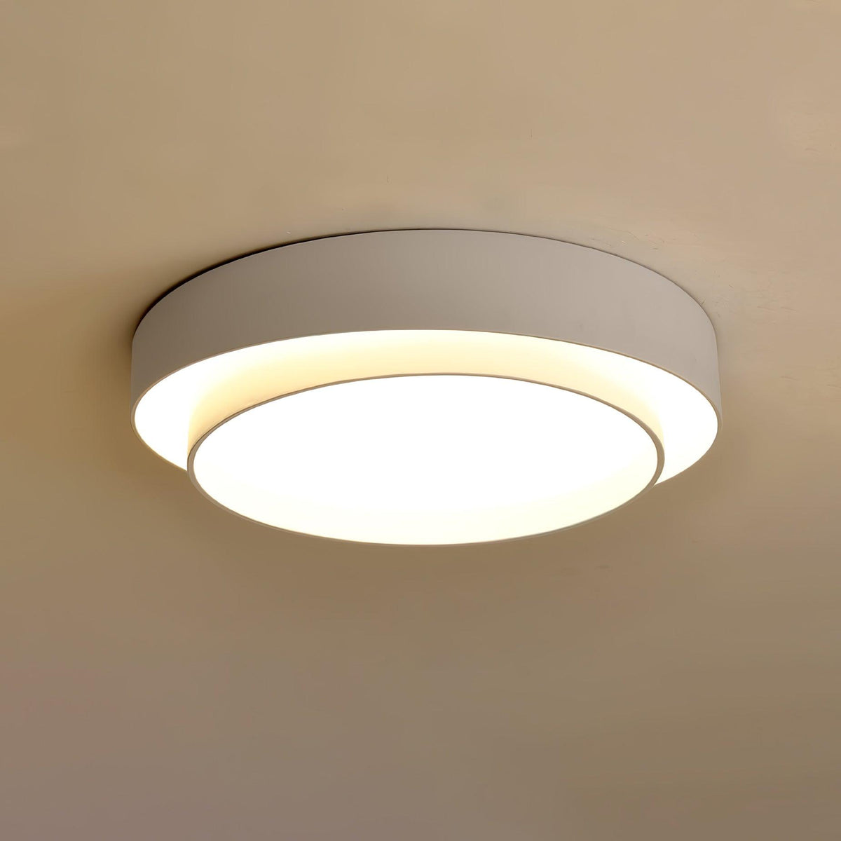Arisha Ceiling Lamp Double Ring Gray & Black & White Cylinder Shape