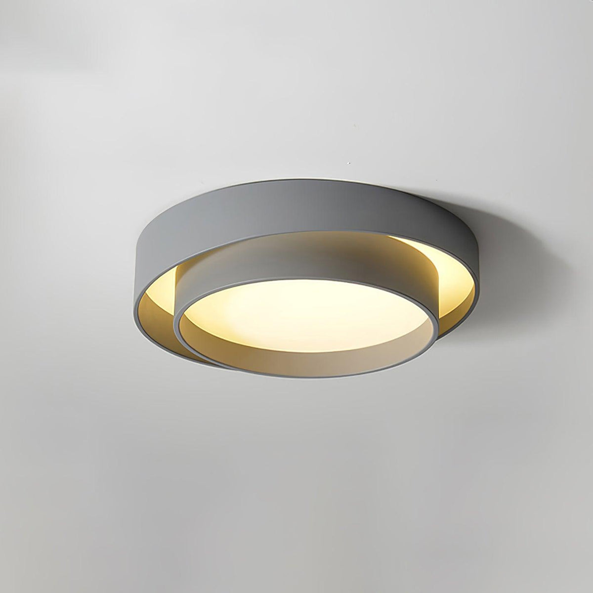 Arisha Ceiling Lamp Double Ring Gray & Black & White Cylinder Shape