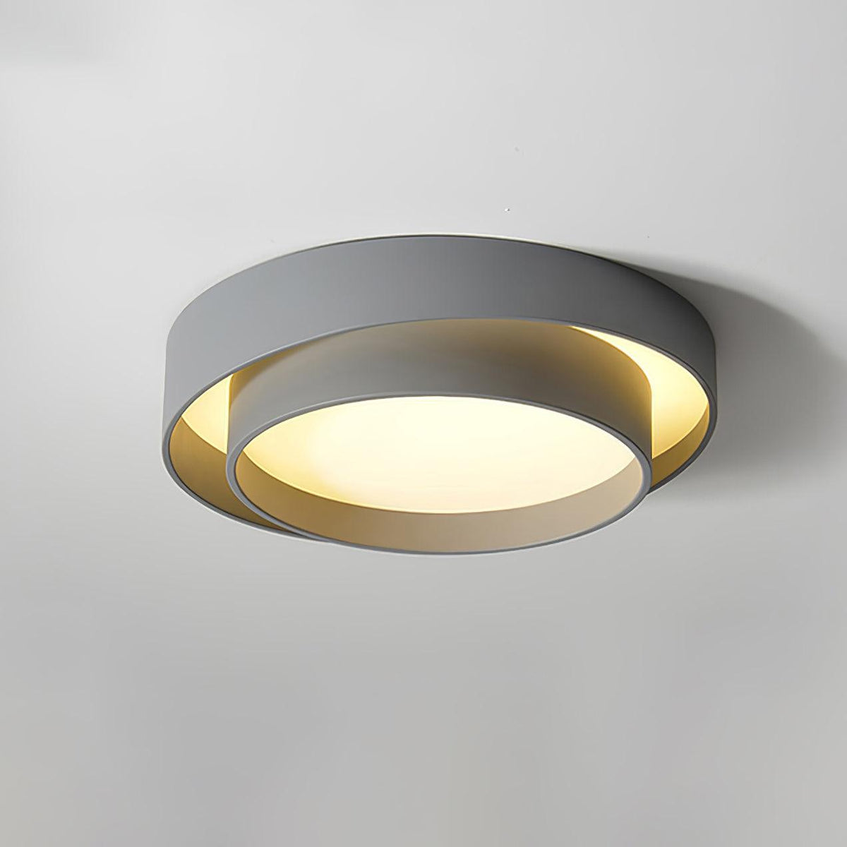 Arisha Ceiling Lamp Double Ring Gray & Black & White Cylinder Shape