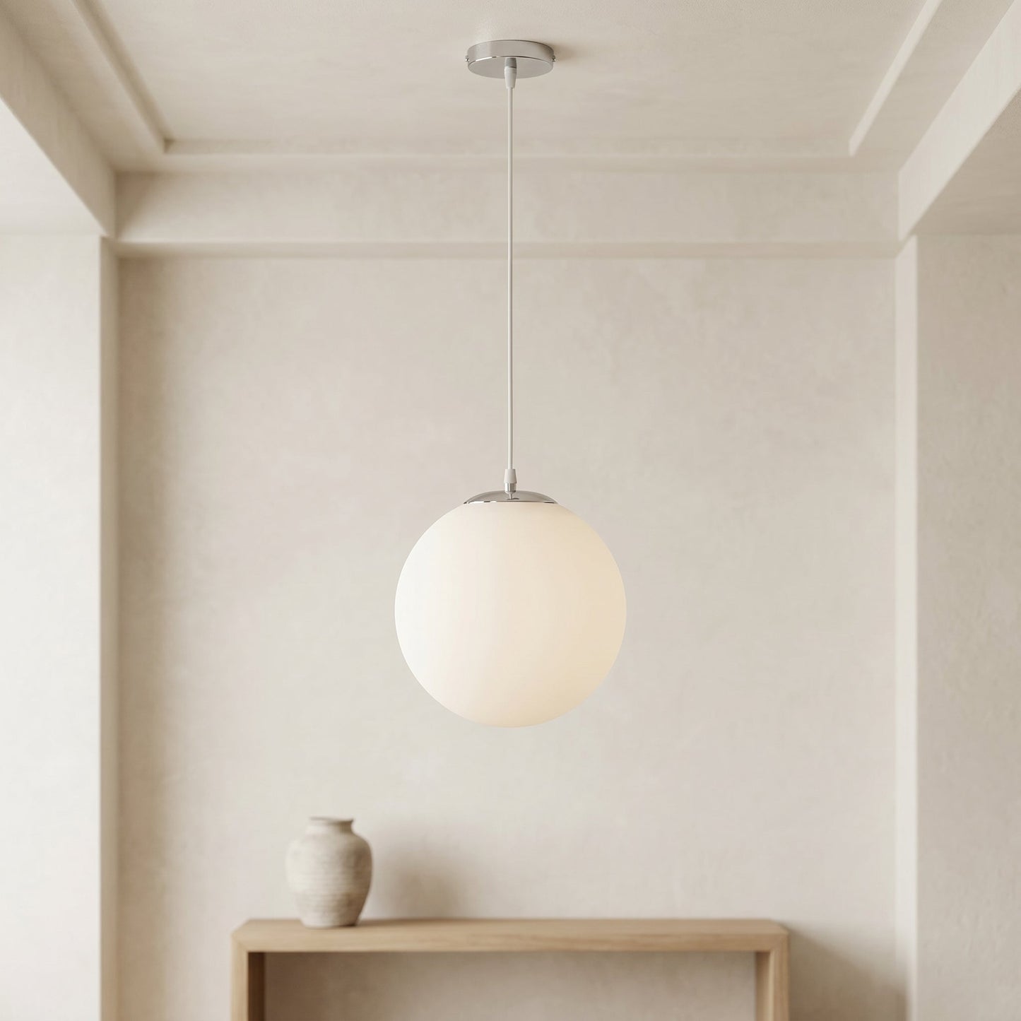 Milky Glass Pendant Light | Adjustable Cord Ceiling Light Fixture for Soft Ambient Illumination 0
