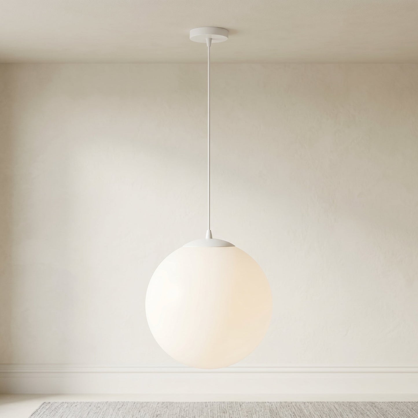 Milky Glass Pendant Light | Adjustable Cord Ceiling Light Fixture for Soft Ambient Illumination 1