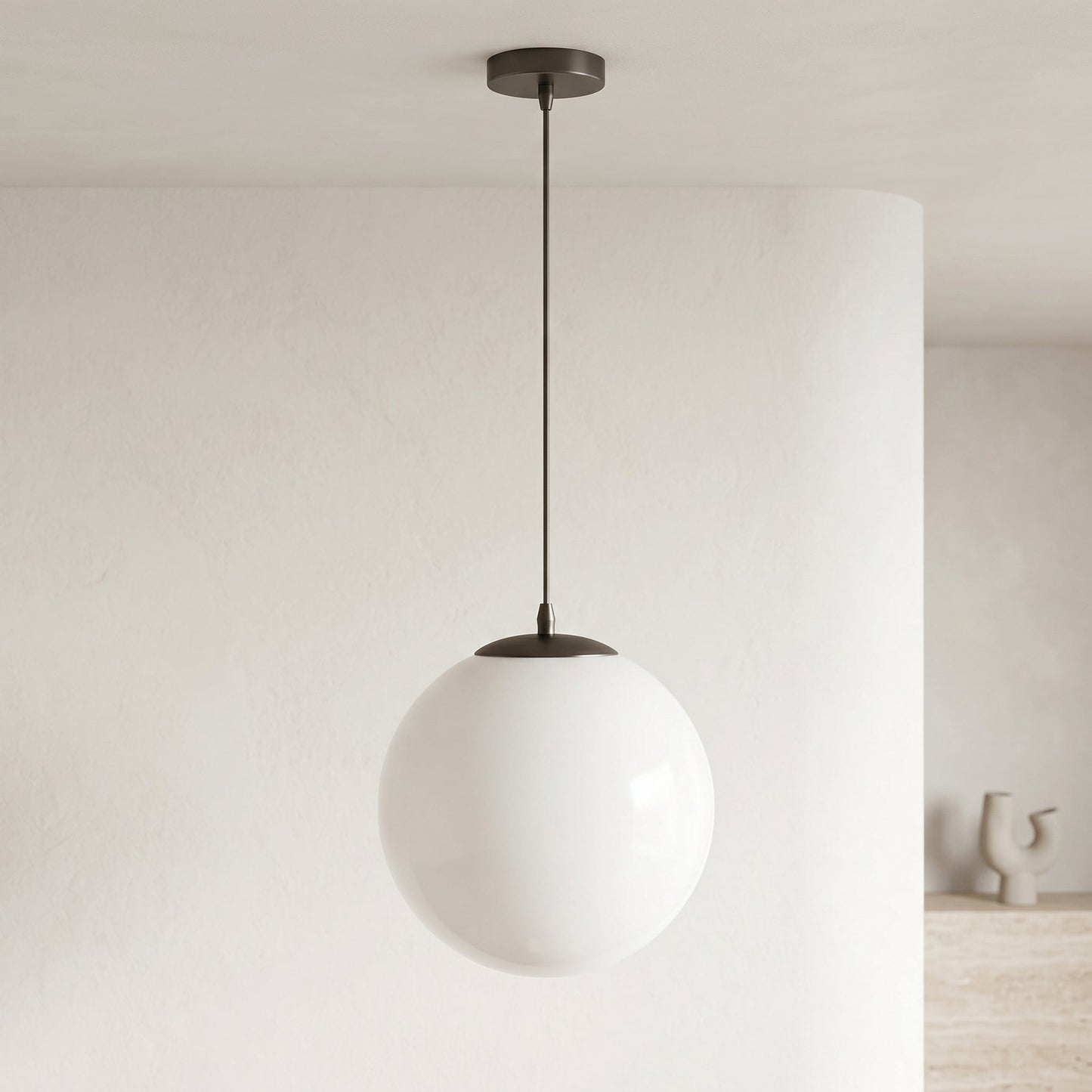 Milky Glass Pendant Light | Adjustable Cord Ceiling Light Fixture for Soft Ambient Illumination 2