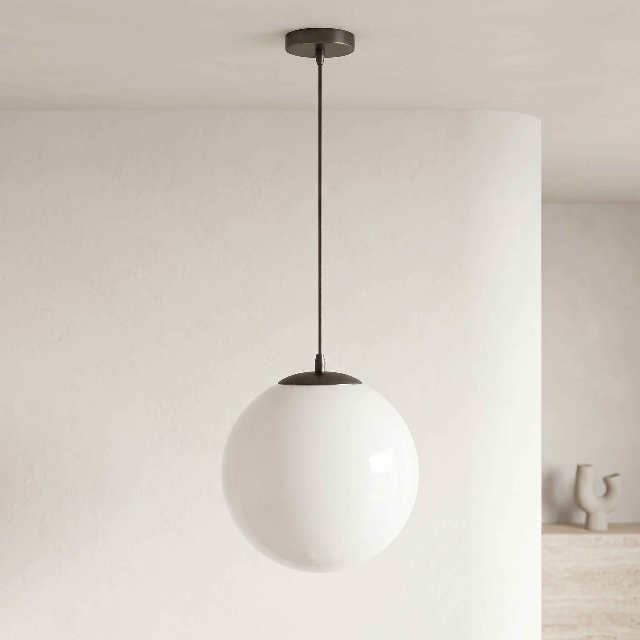 Lumen Globe Milky Glass Pendant Light | Ø15-50cm | Silver/Gold/Black/White