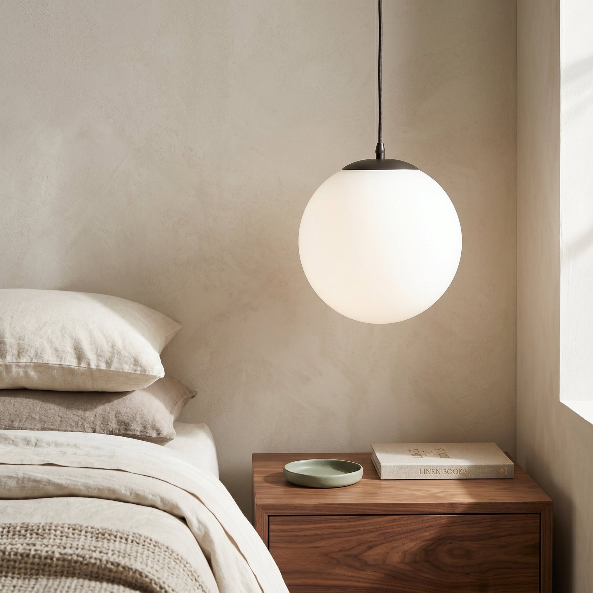 Milky Glass Pendant Light | Adjustable Cord Ceiling Light Fixture for Soft Ambient Illumination 3