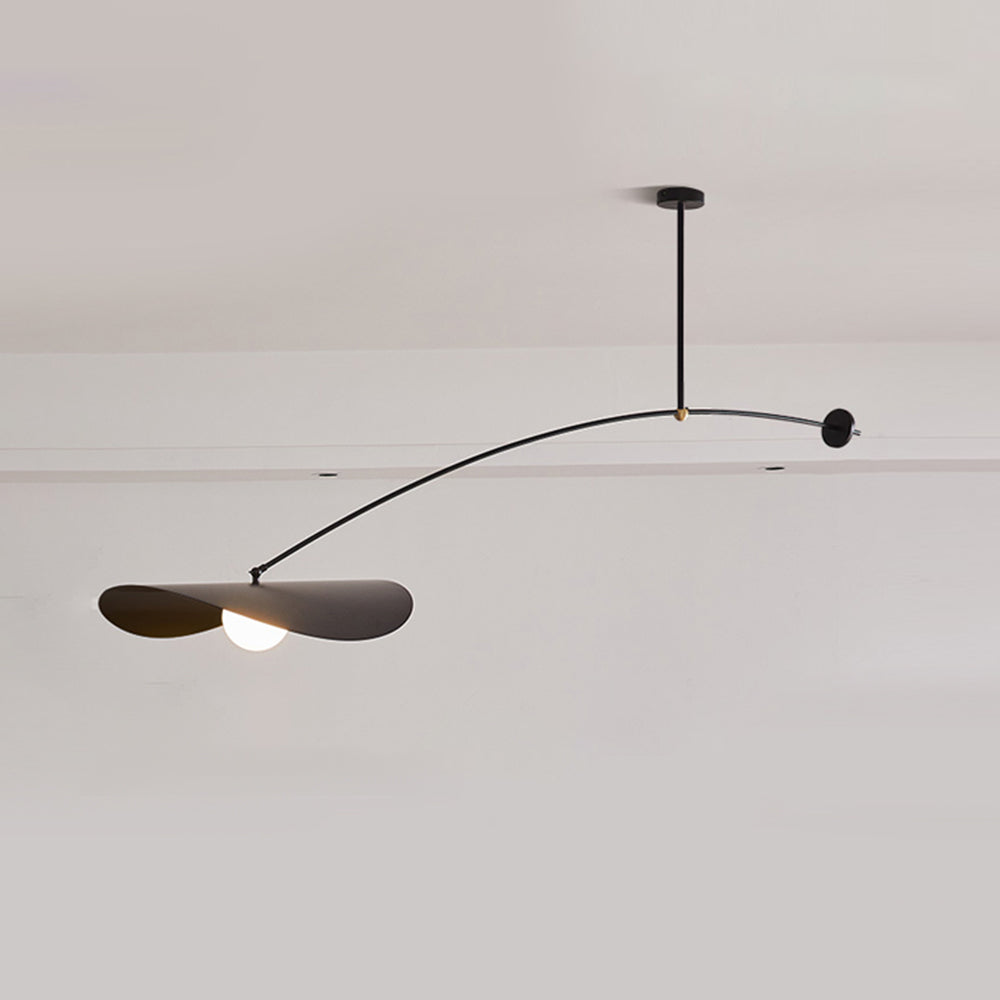 Minimalist Black Pendant Light with Lotus Leaf Design | Stylish Metal Fixture for Modern Kitchen Lighting 0